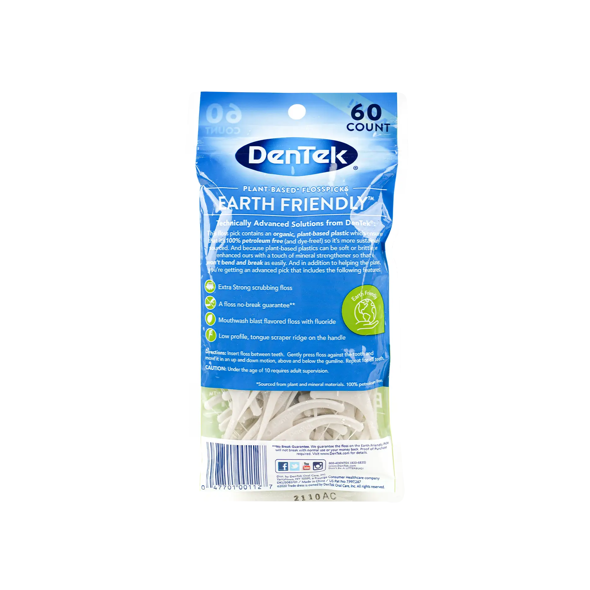 Dentek Earth Friendly Interdendal Floss Pick 60pcs
