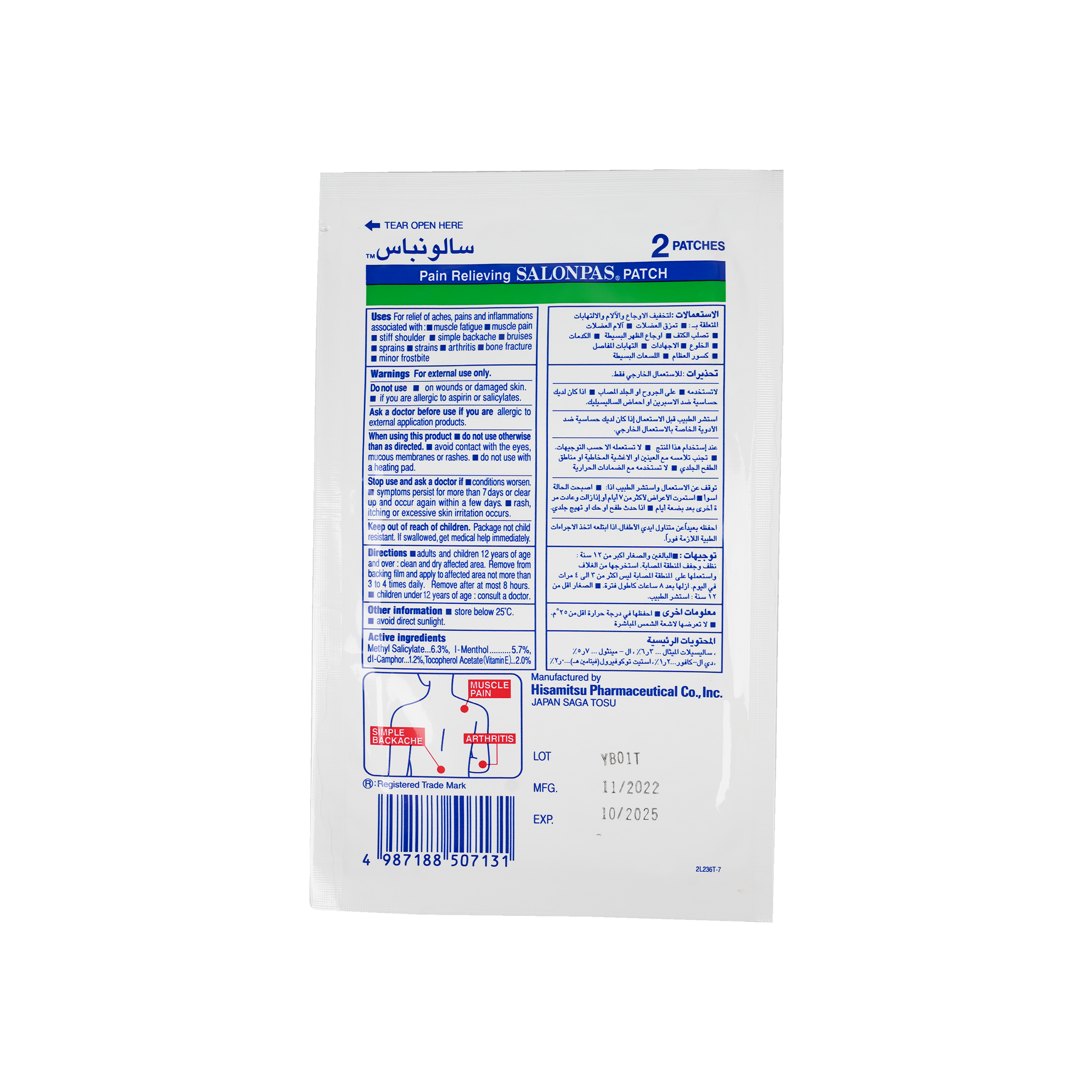 SALONPAS PAIN RELIEVING 2PATCHES