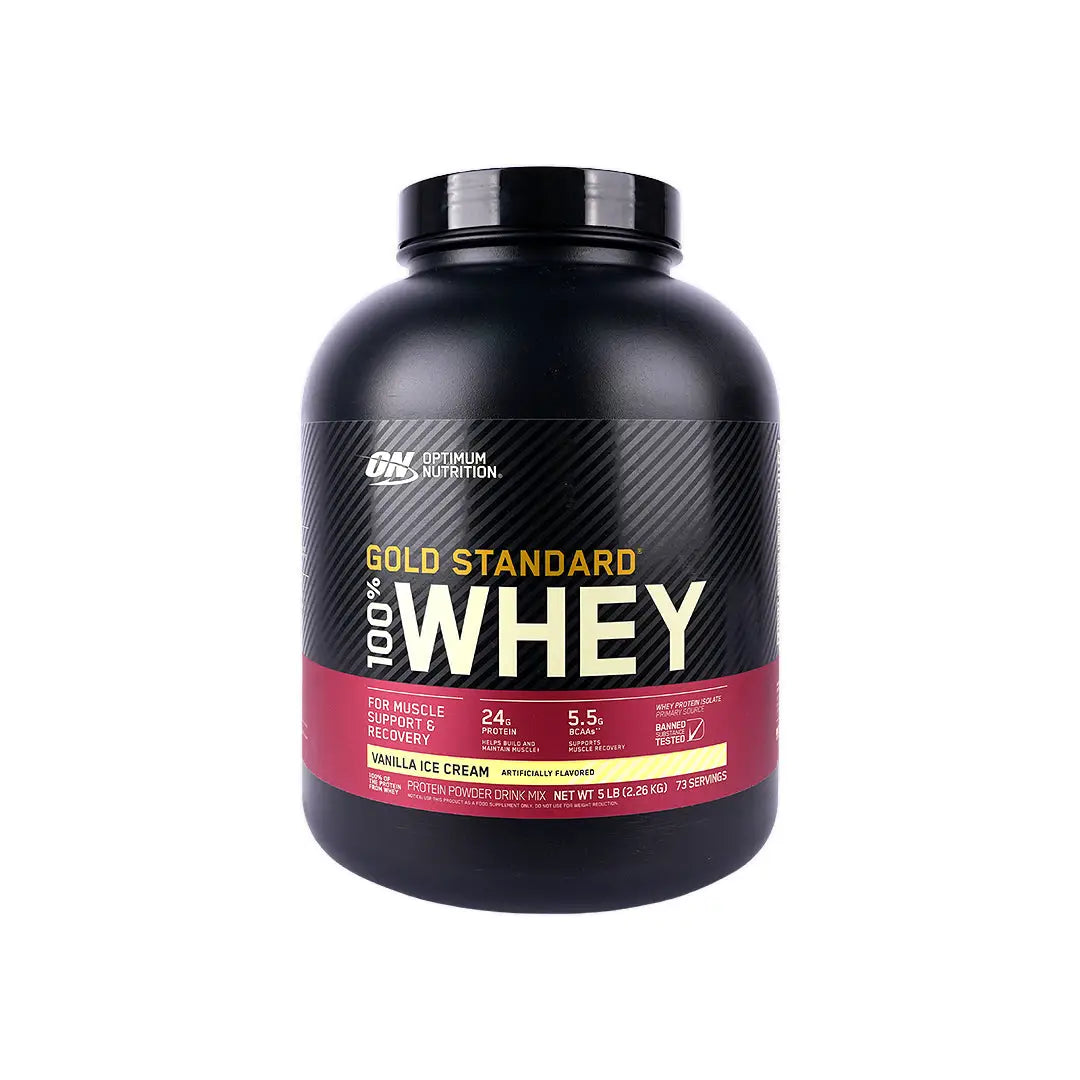 أو إن جولد ستاندرد واى بروتين بنكهة آيس كريم الفانيلا - 2.27 كجم بودرة