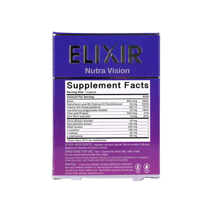 47868-Nutra Vision Elixir Hair &amp; Nails 60 Caps +3