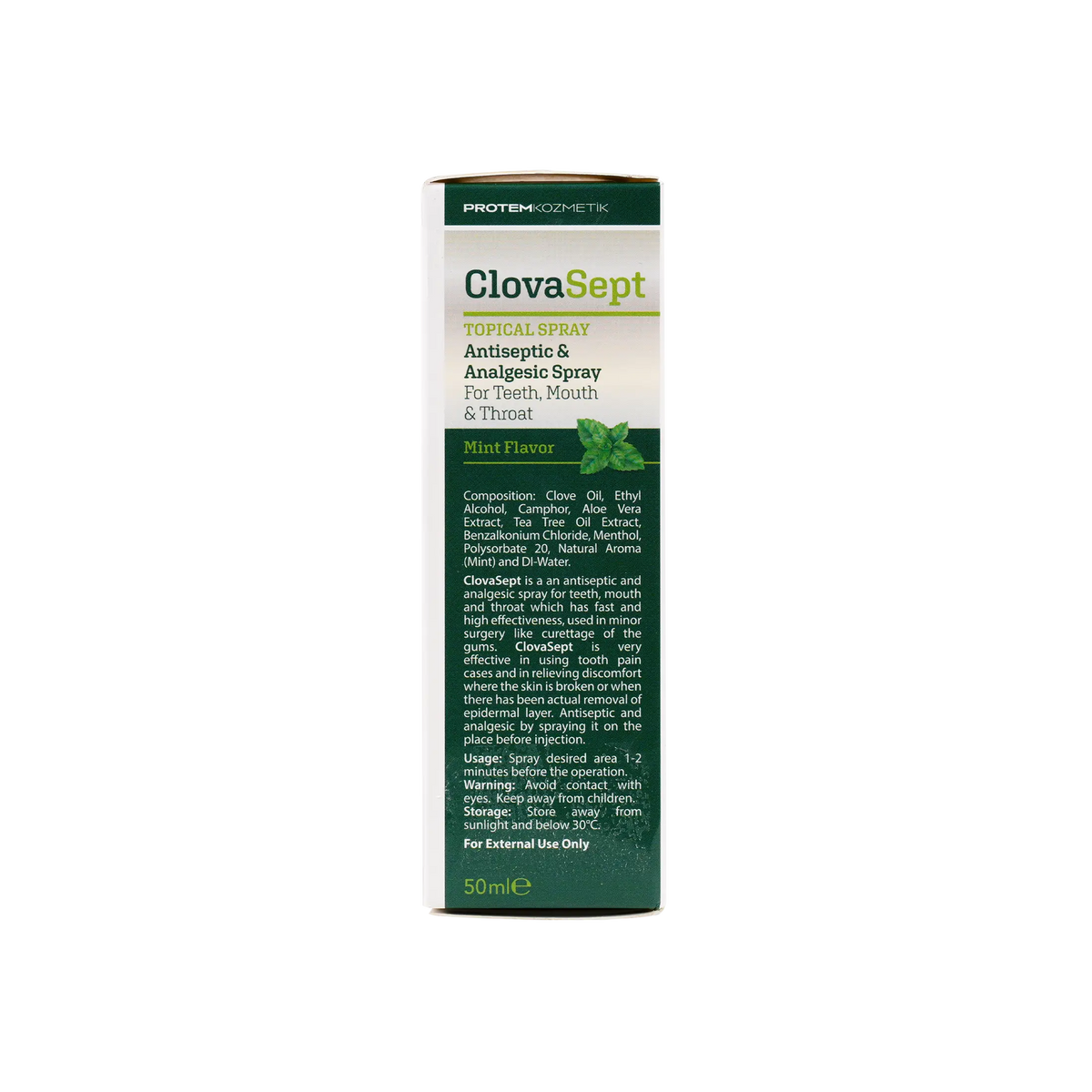 47916-Protem Kozmetik Clova Sept Topical Spray 50Ml-Mint Flavor +1