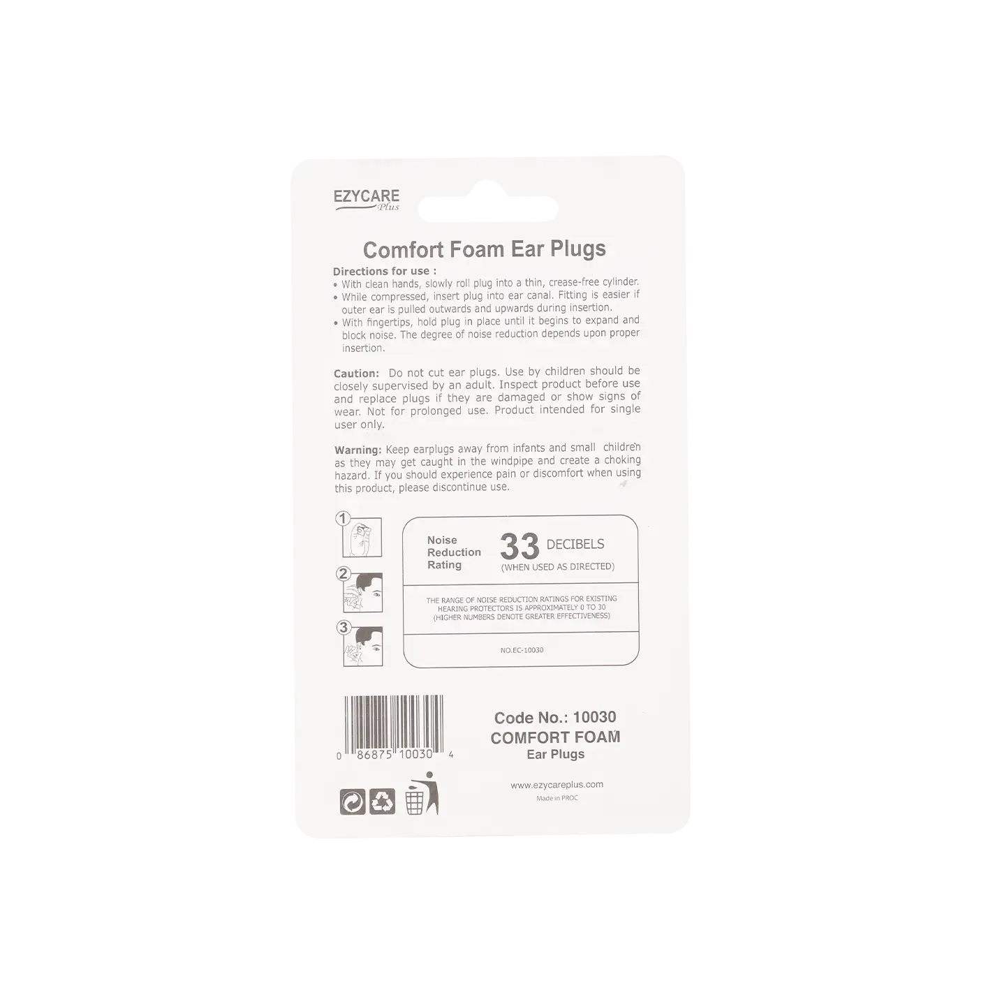 Ezycare Plus Comfort Foam 4 Ear Plugs - 10030