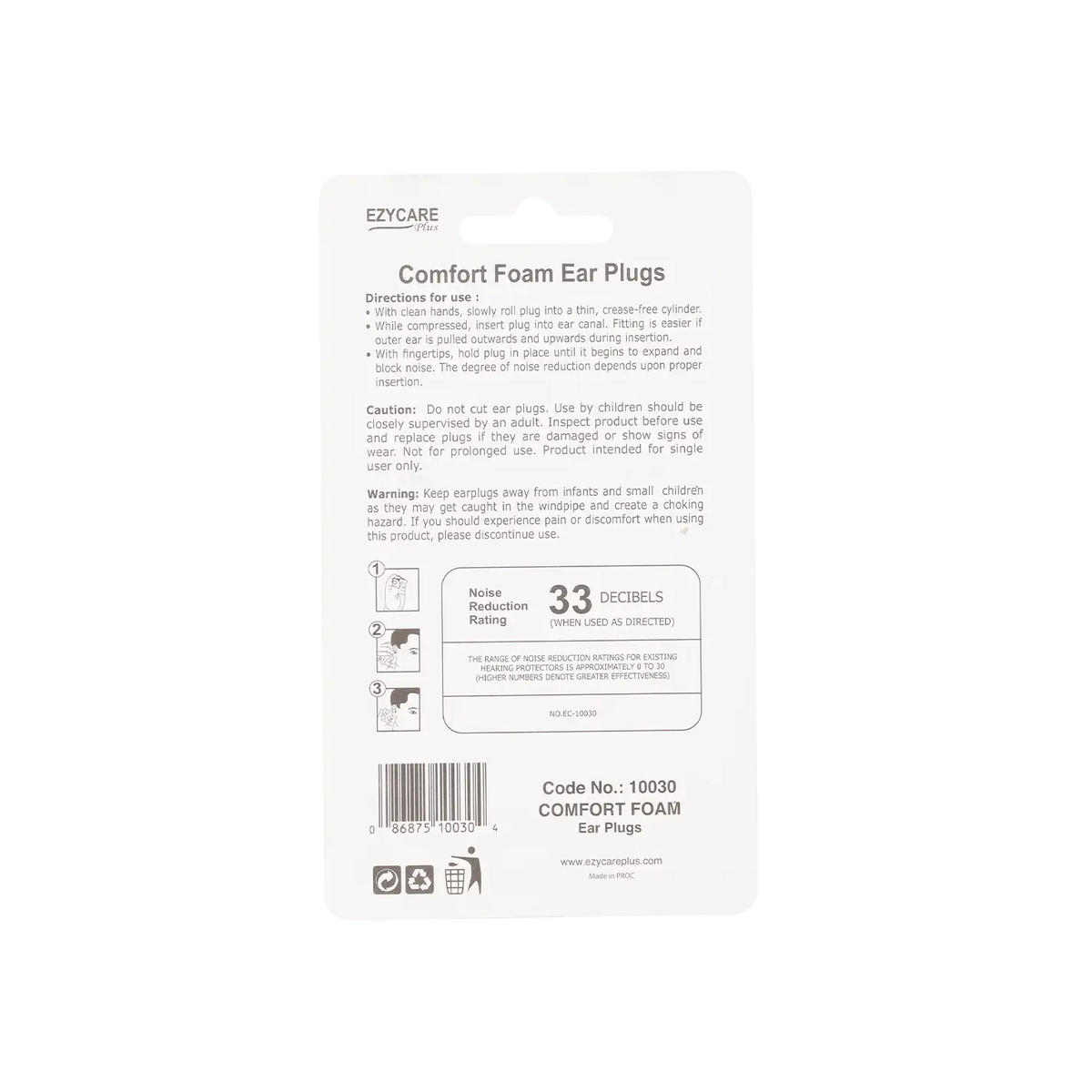 47958-Ezycare Plus Comfort Foam 4 Ear Plugs +1