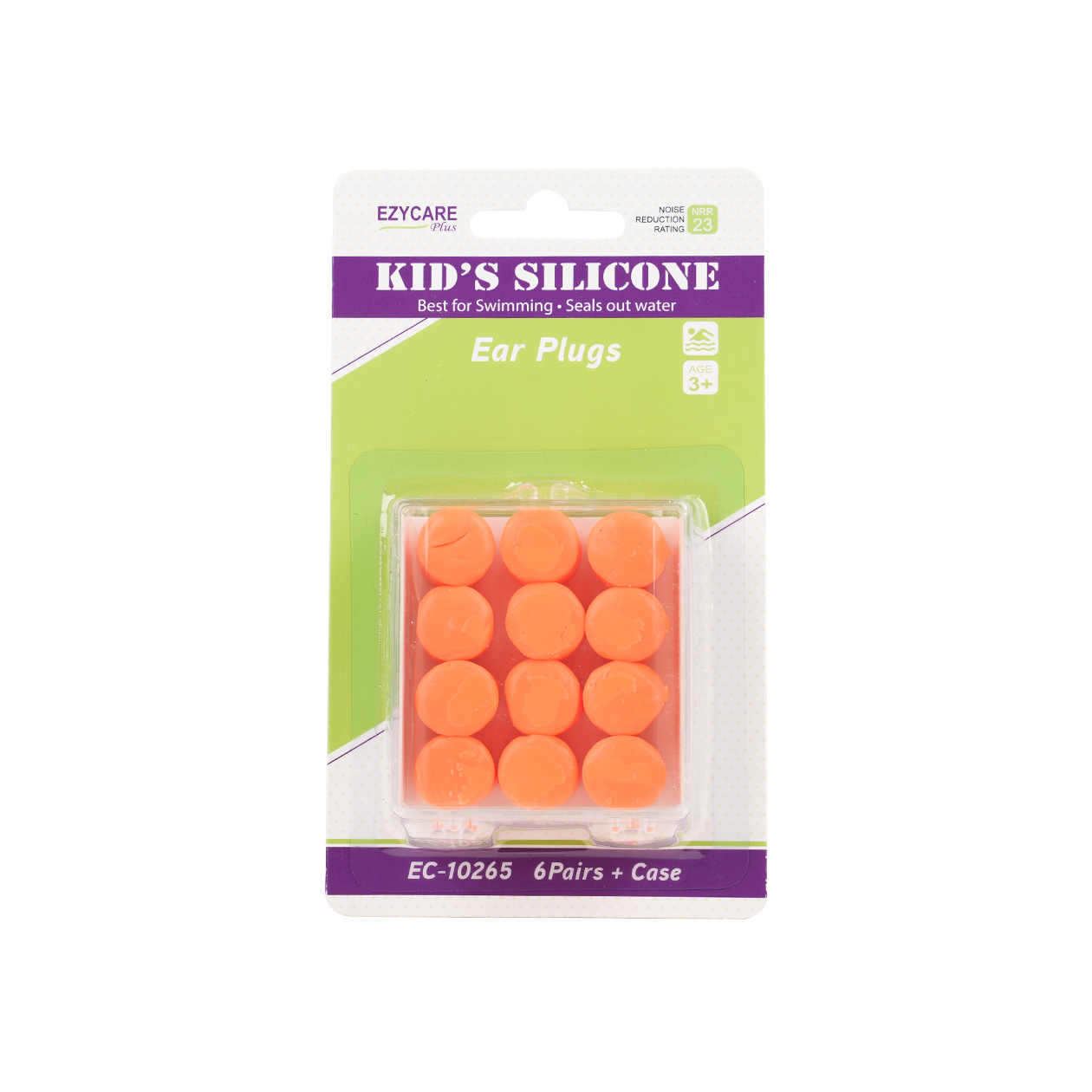 EZYCARE PLUS KID'S SILICONE EAR PLUGS 6PAIR+CASE -10265