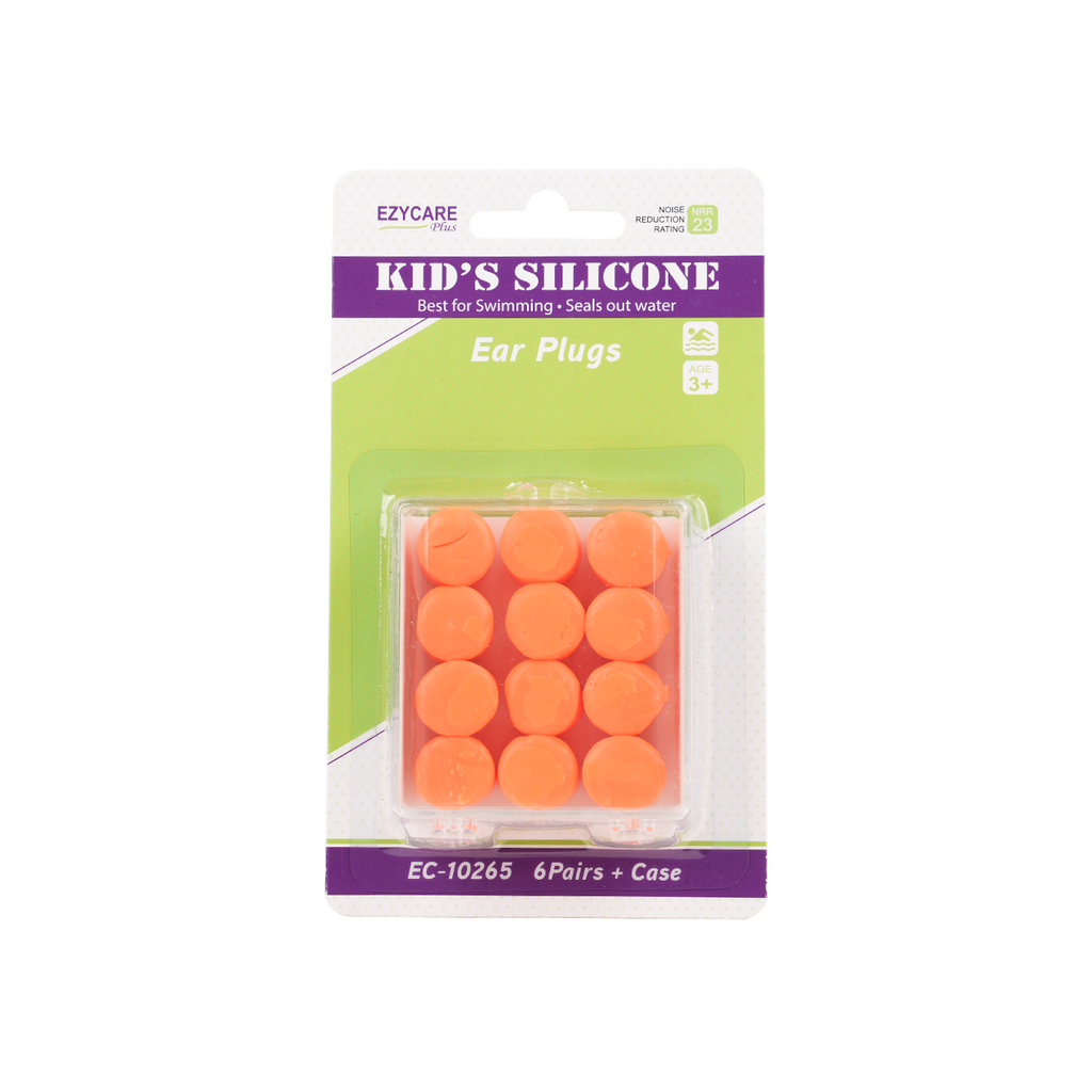 EZYCARE PLUS KID'S SILICONE EAR PLUGS 6PAIR+CASE -10265