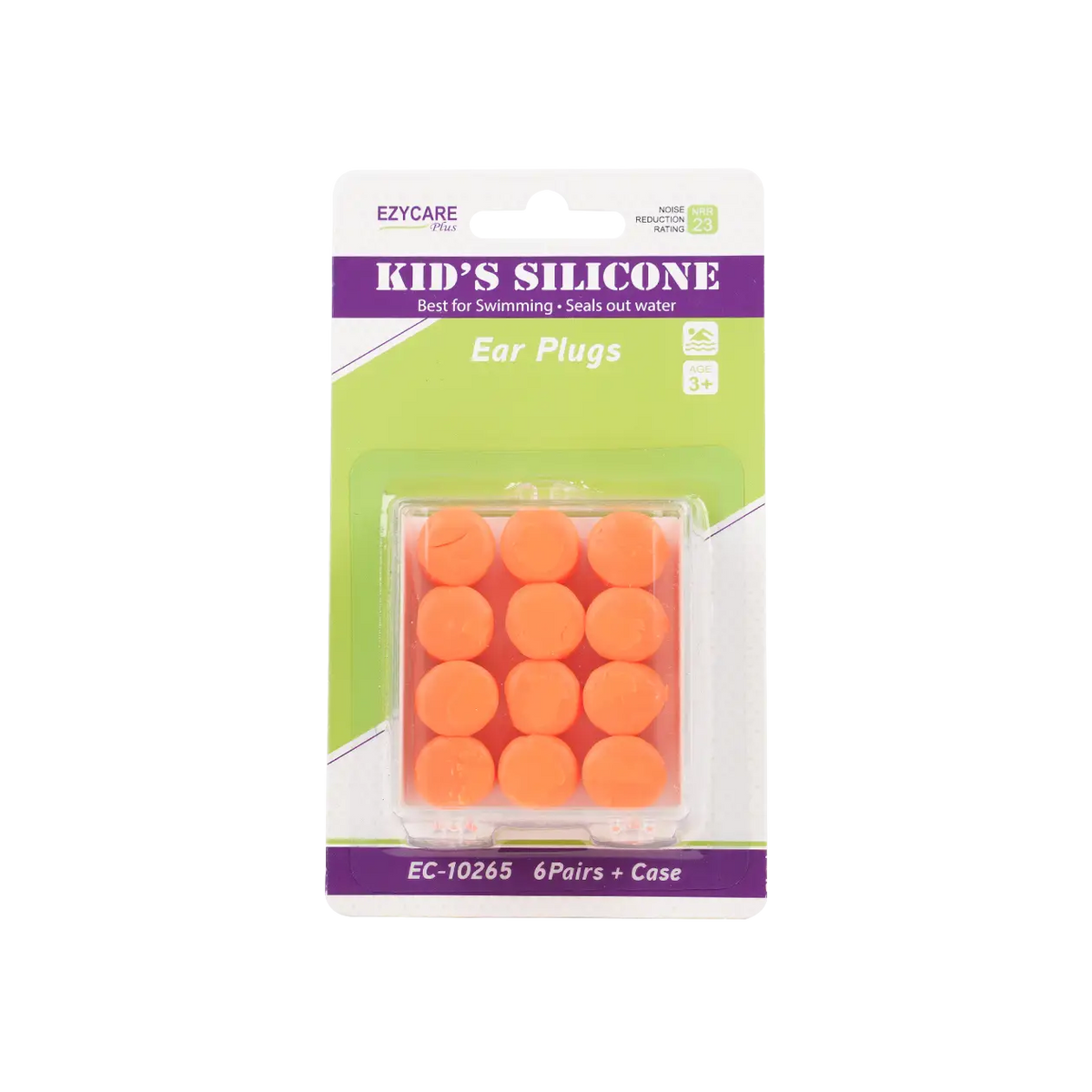 47965-Ezycare Plus Kid'S Silicone Ear Plugs 6Pair+Case