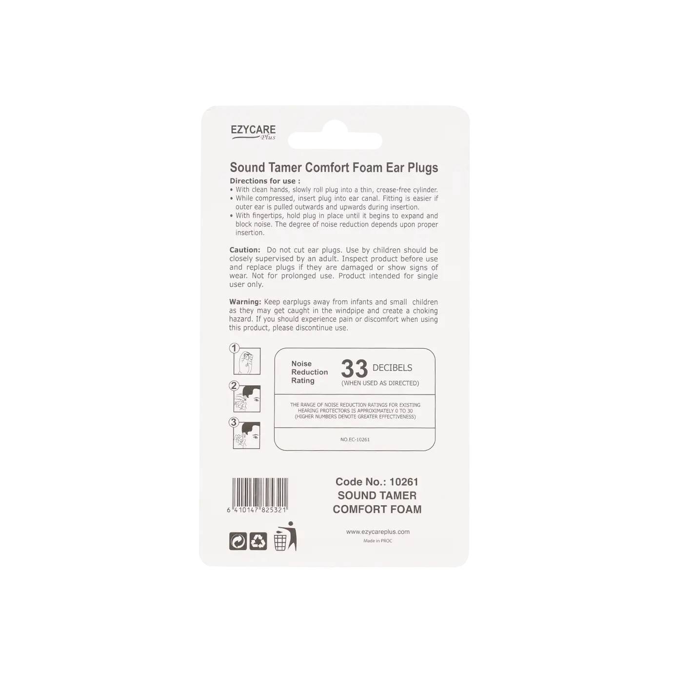 Ezycare Plus Sound Tamer Comfort Foam Ear Plug 4Pair -10261