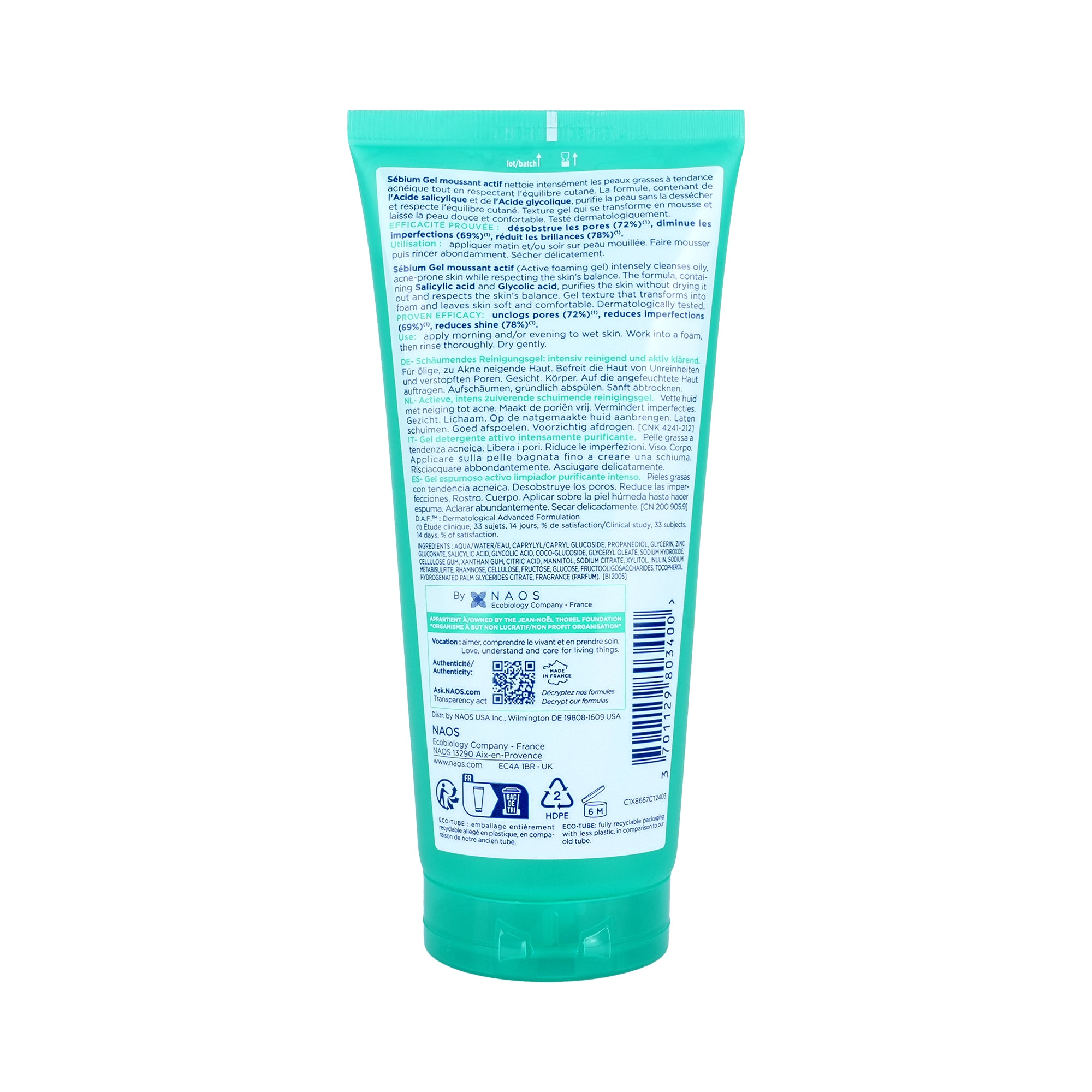 48118-Bioderma Sebium Gel Moussant Actif 200ml +2