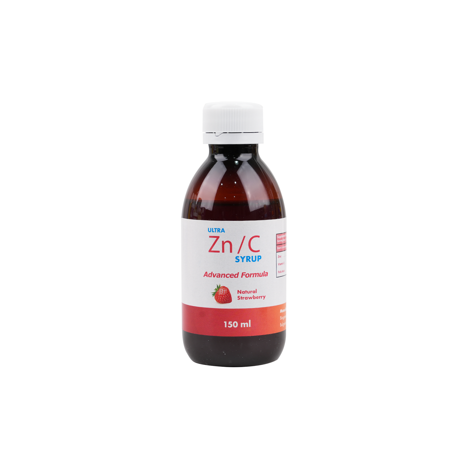 ULTRA ZN/C SYRUP 150ML-NATURAL STRAWBERRY