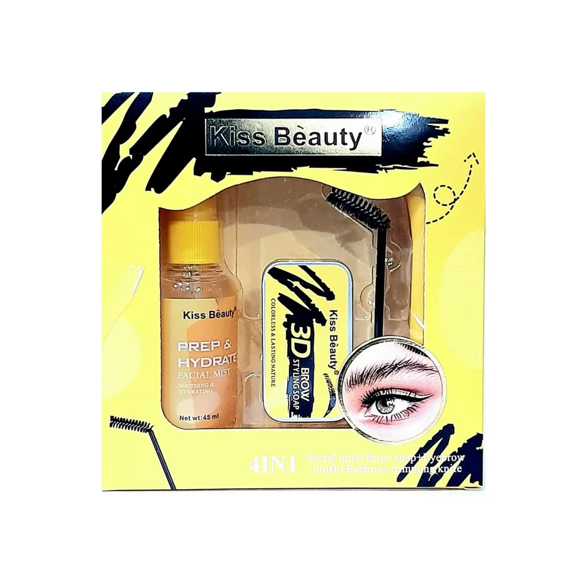 48181-Kiss Beauty 4 In 1 Eye Brow Kit
