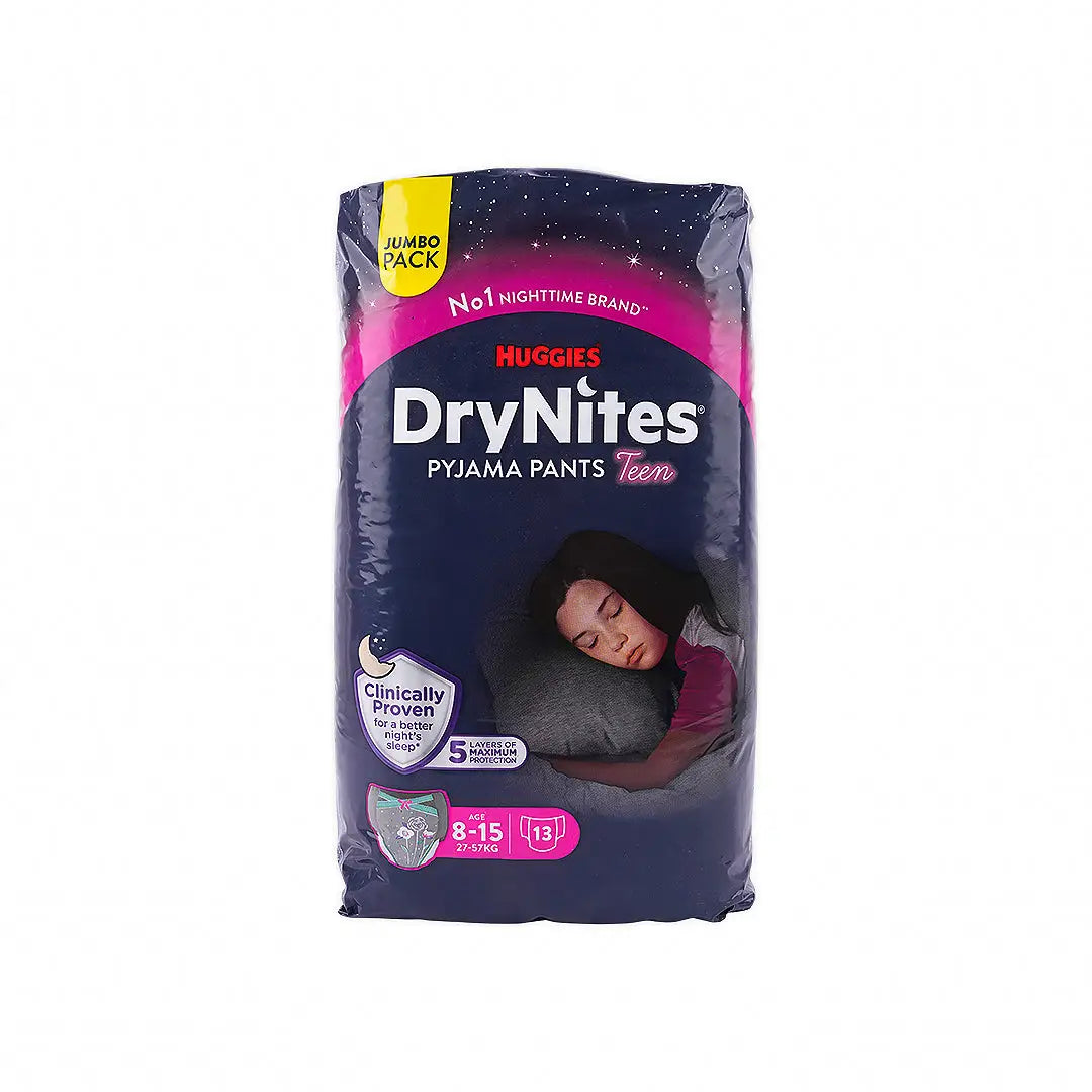 48223-Huggies Drynites Pyjama Pants Girl 8-15 Years (27-57Kg) 13Pc