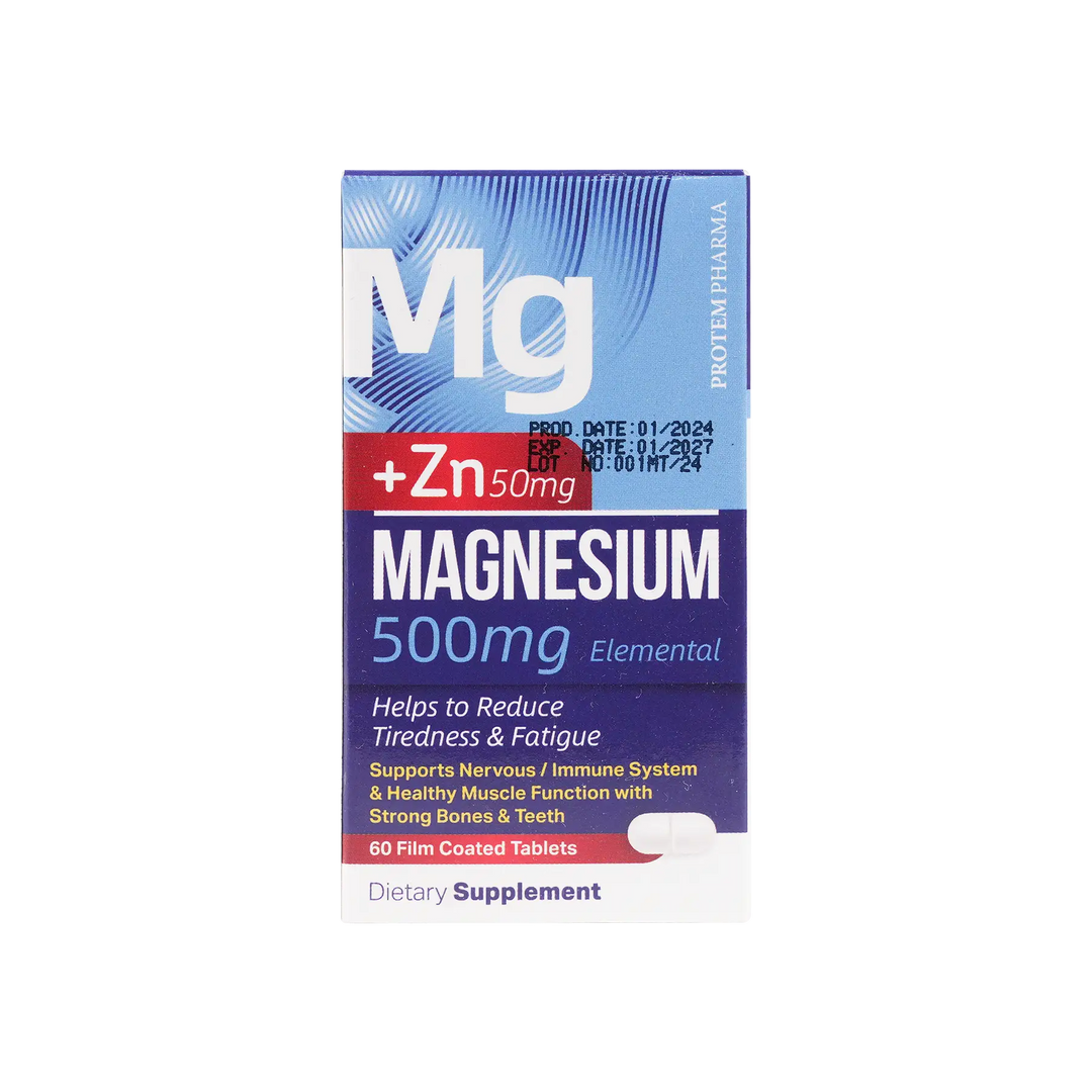48297-Protem Pharma Magnesium 500mg+Zn 50mg 60 Tablets +3