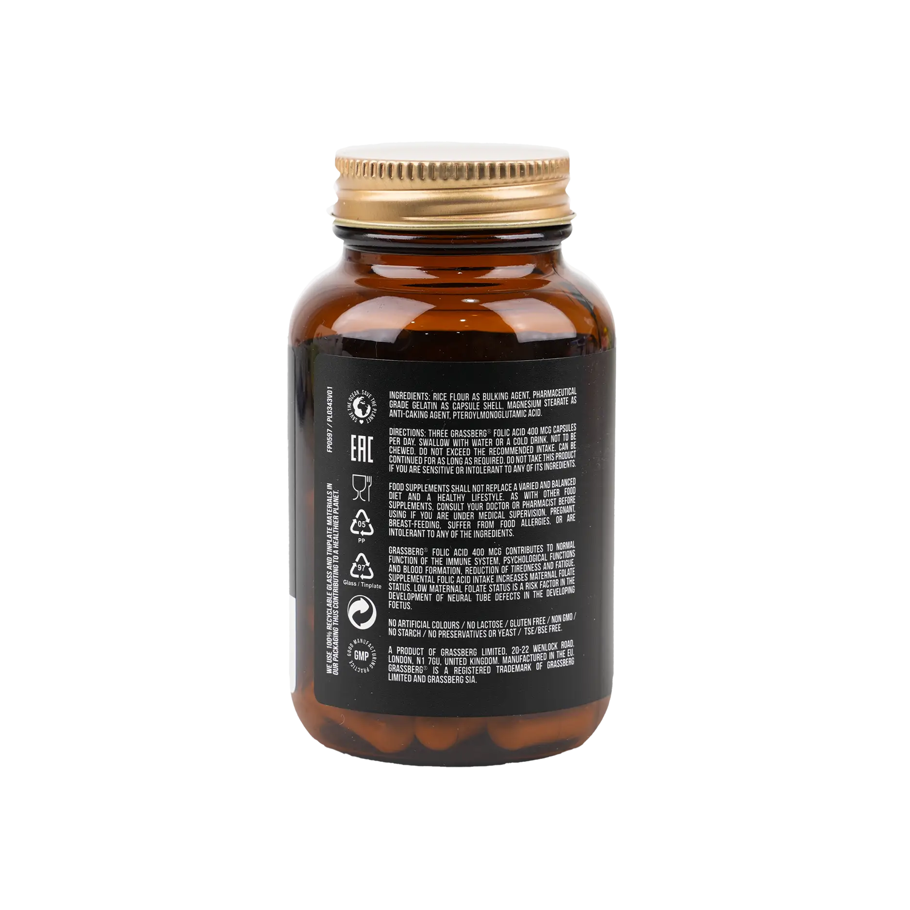 GRASSBERG FOLIC ACID 400 MCG 60 CAPSULES
