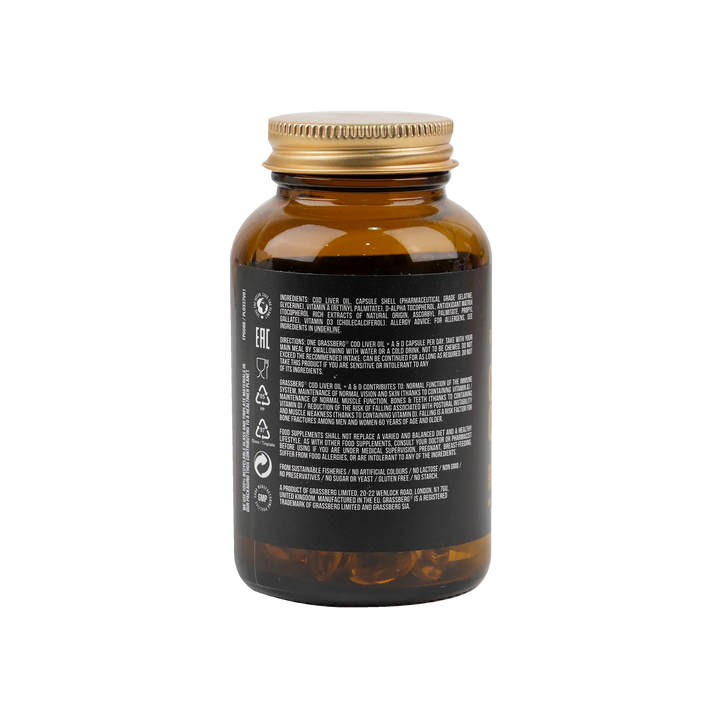 48358-Grassberg Cod Liver Oil Vitamin A+D 60 Capsules +2