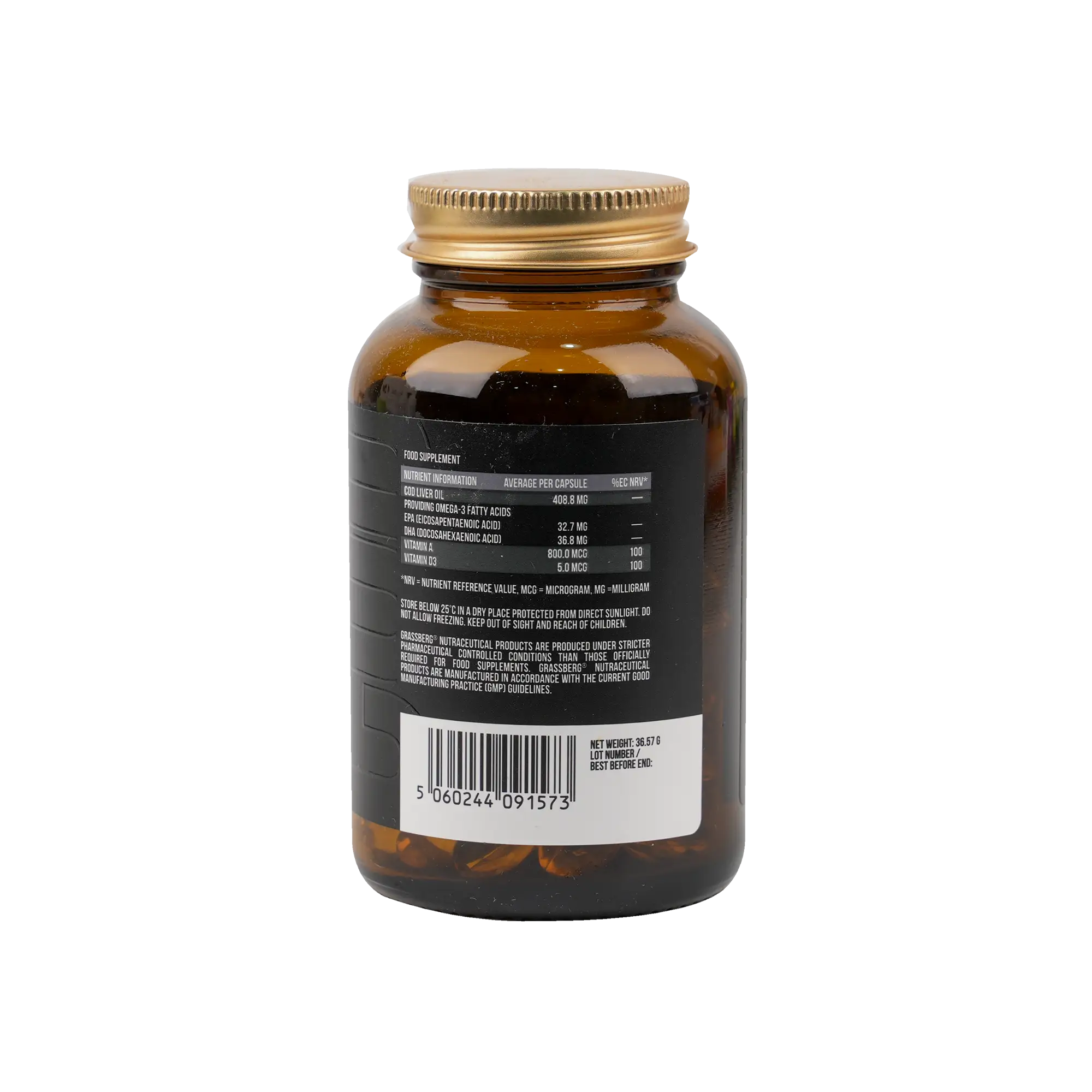 GRASSBERG COD LIVER OIL VITAMIN A+D 60 CAPSULES