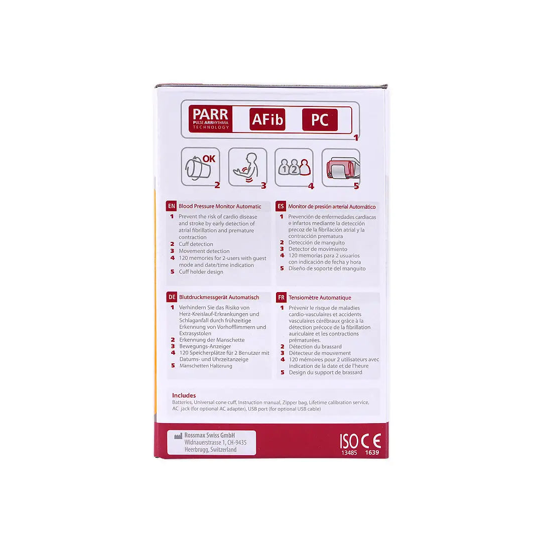 Rossmax Upper Arm BP Monitor with Pulse Arrhythmia-X5
