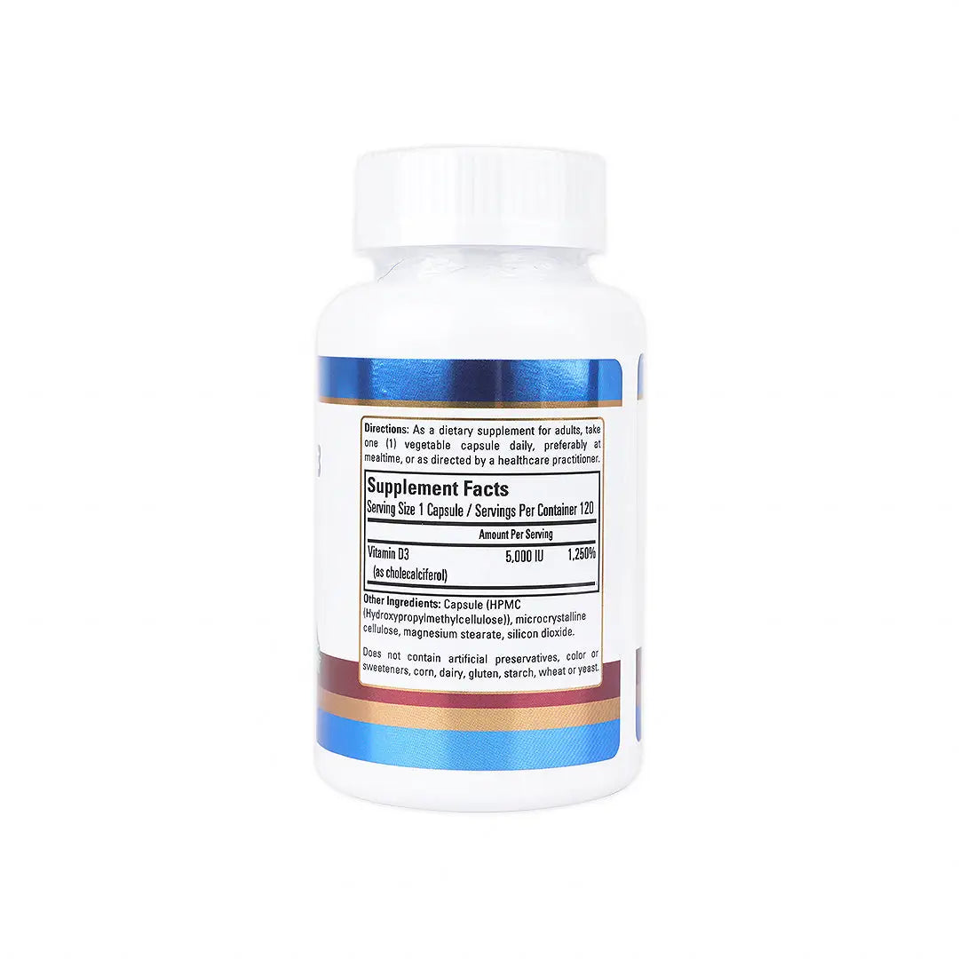 48644-Health Rx Vitamin D3 5000 120 Veggie Capsules +1