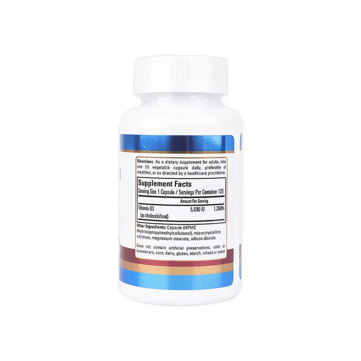 48644-Health Rx Vitamin D3 5000 120 Veggie Capsules +1
