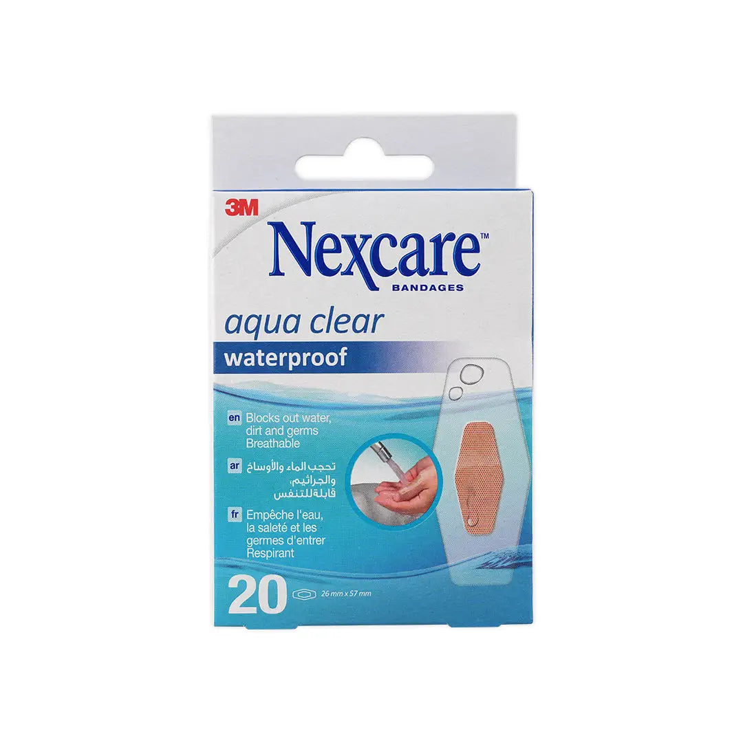 Nexcare Aqua Clear Waterproof 26x57mm Bandages 20pcs-586