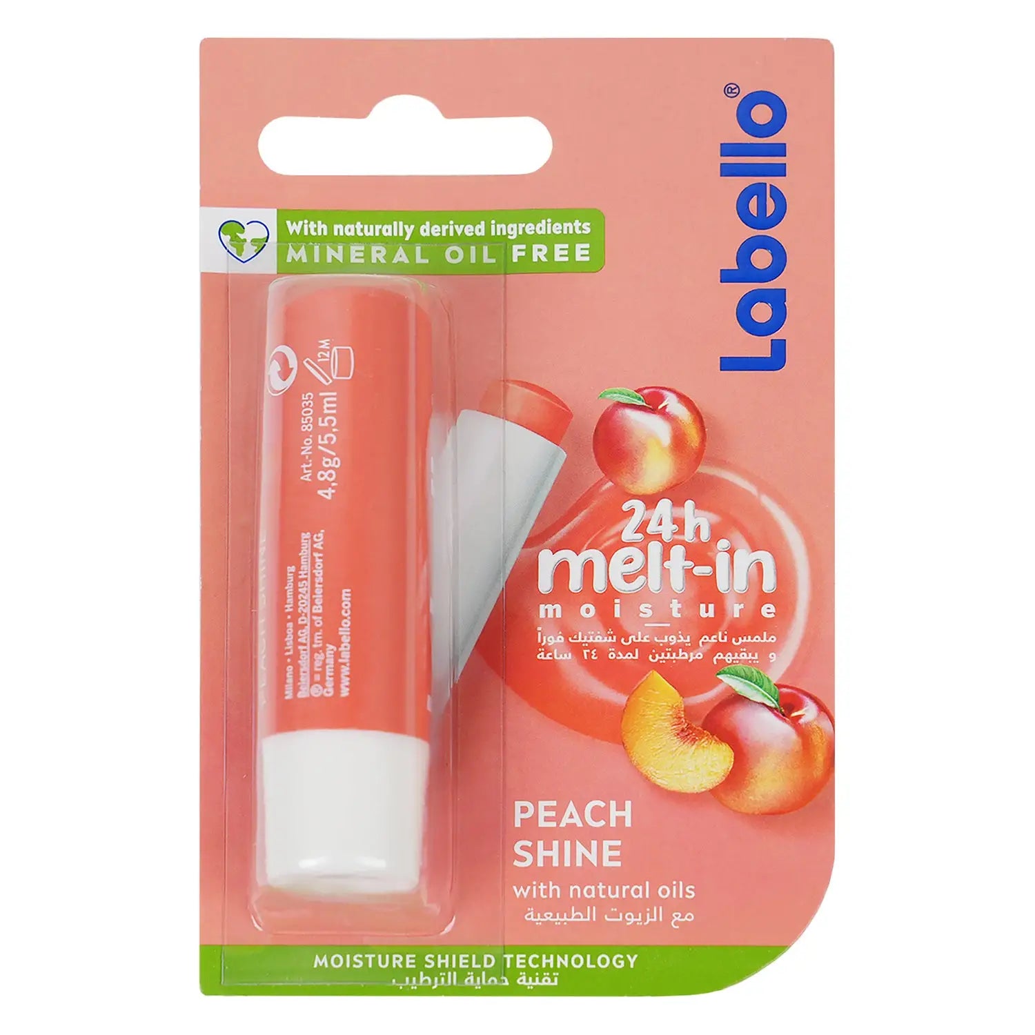 Labello 24h Melt in Lip Balm-Peach Shine