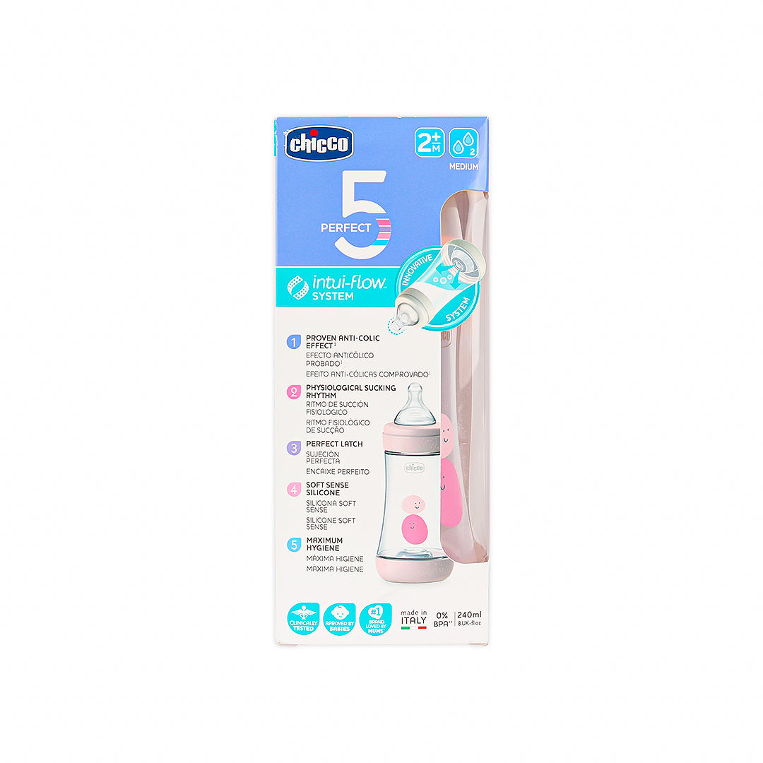 شيكو بيرفكت 5 رضاعة للفتيات لعمر 2+ ميديوم 240 مل