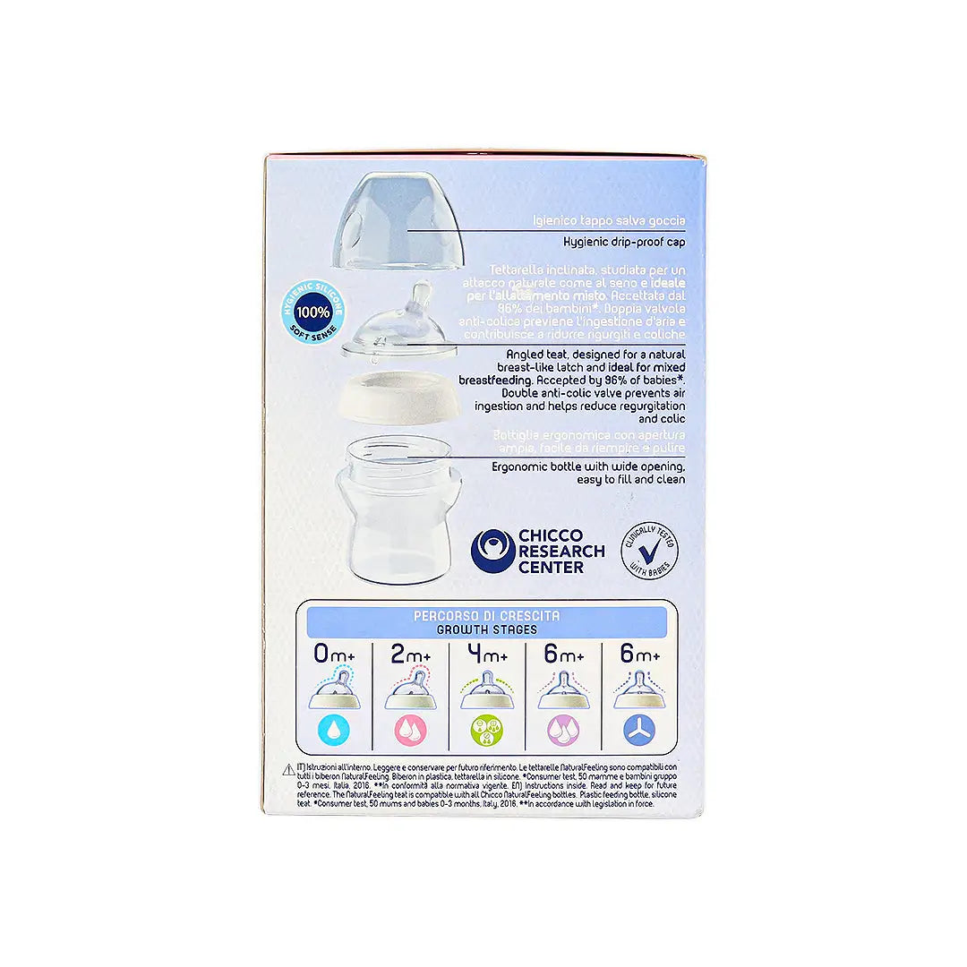 Chicco Natural Feeling Bottle Pink 150ml (0m+)-3619-0724