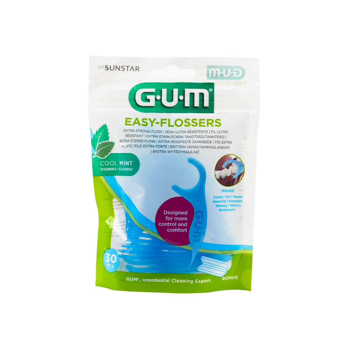 49344-GUM Easy Flossers Waxed 30pcs