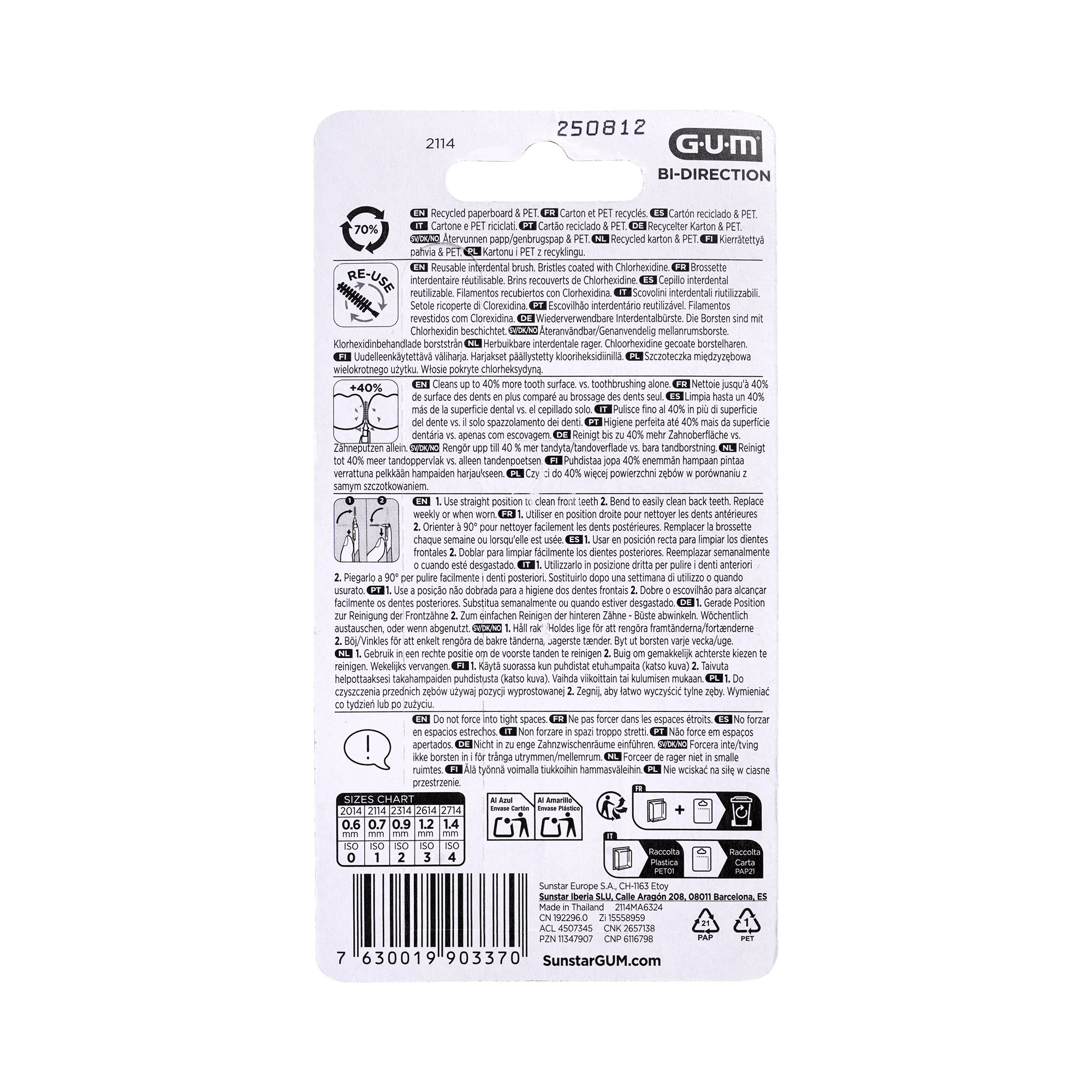 49464-GUM Proxabrush Bi-Direction Ultra Fine 0.7mm +3