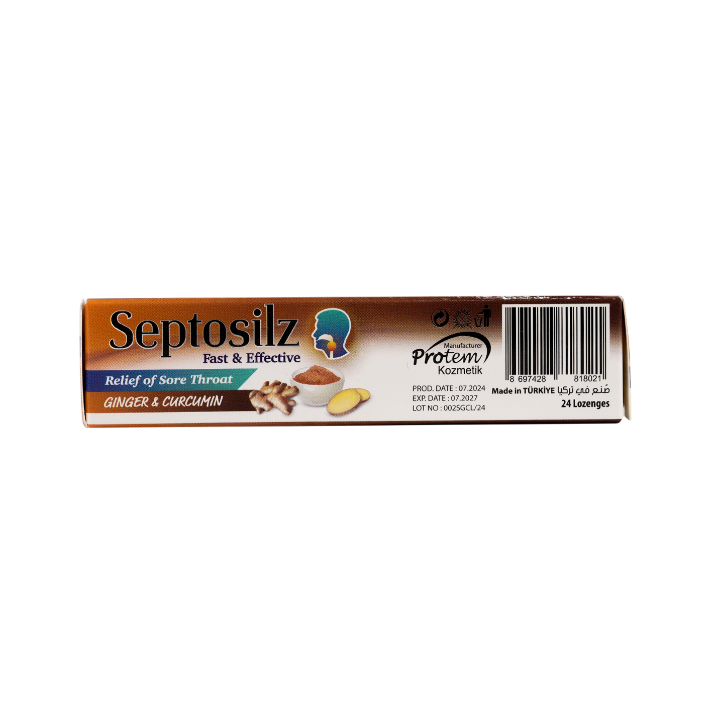 SEPTOSILZ GINGER & CURCUMIN 24 LOZENGES