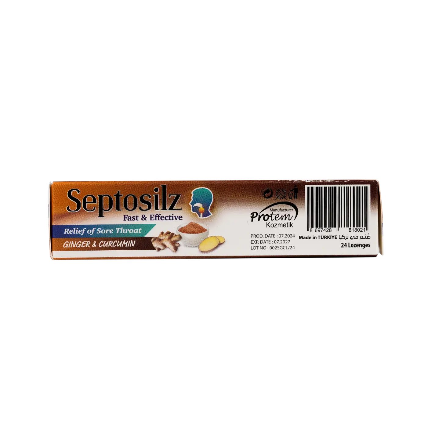 SEPTOSILZ GINGER & CURCUMIN 24 LOZENGES