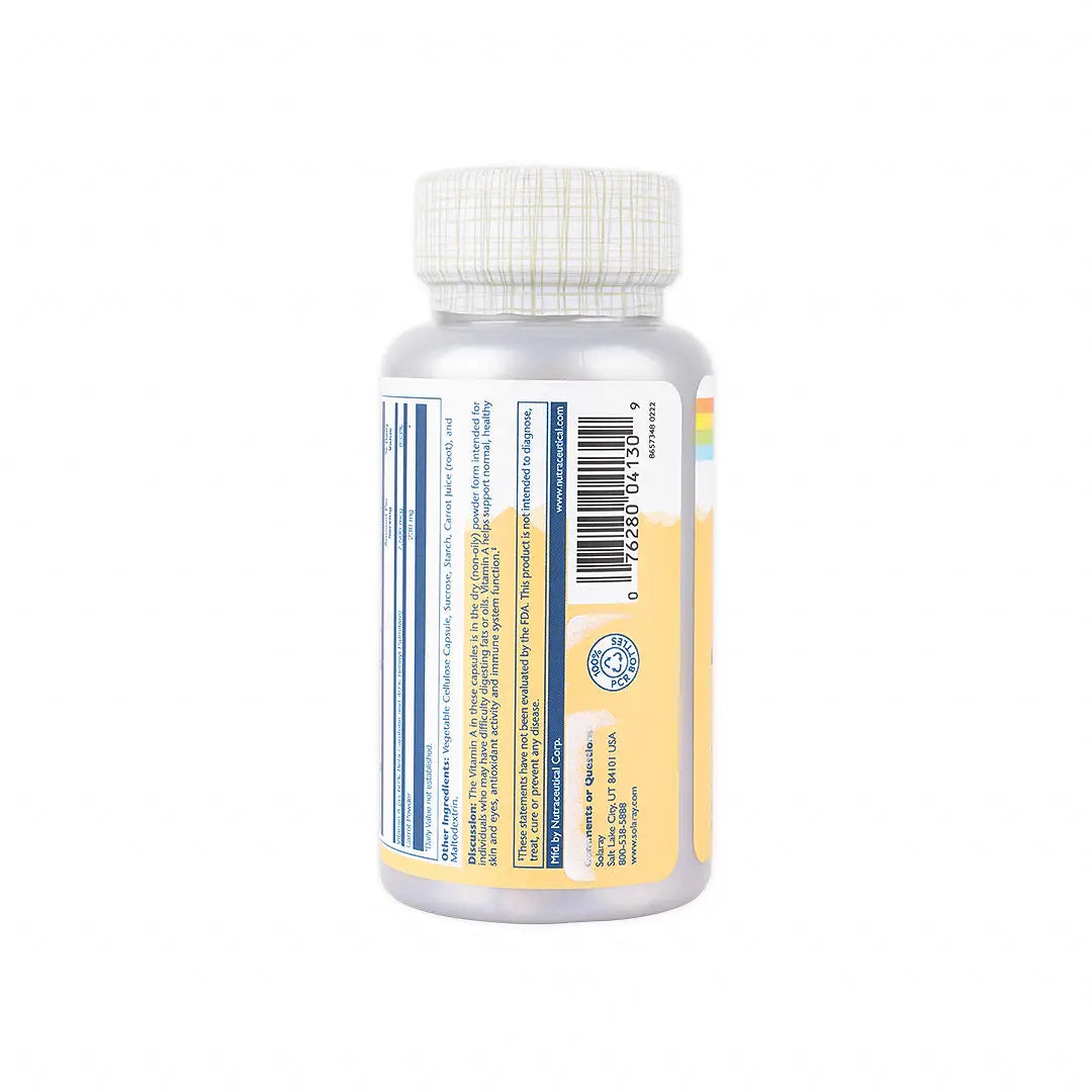 49636-Solaray Dry Form Vitamin A 7500Mcg 60 Vegcaps +1