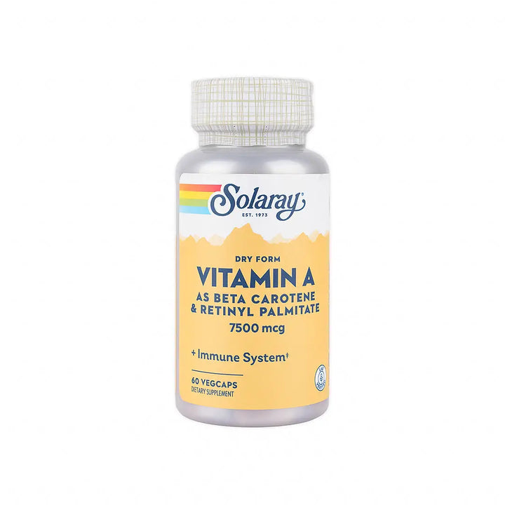 49636-Solaray Dry Form Vitamin A 7500Mcg 60 Vegcaps