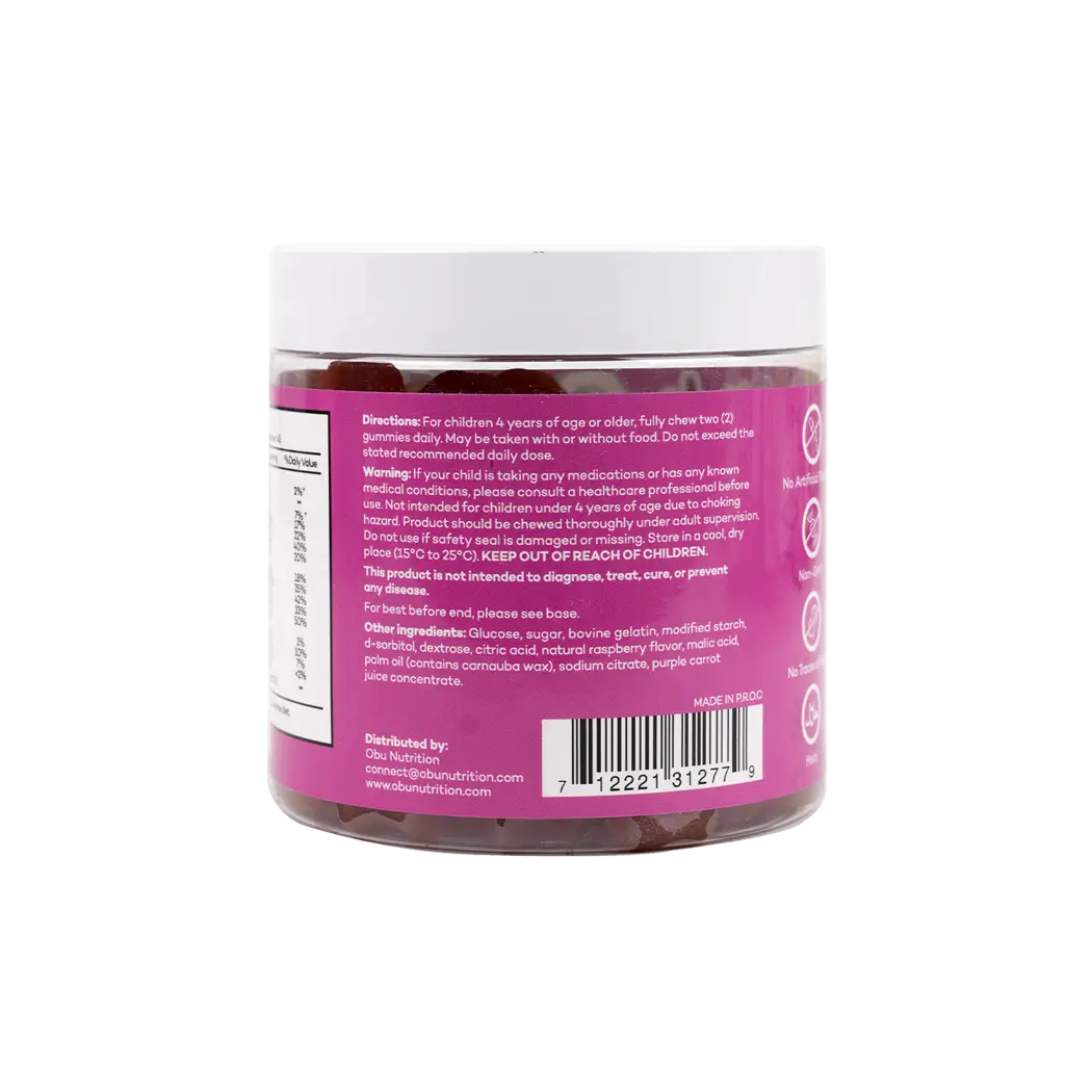 OBU KIDS MULTIVITAMIN & PROBIOTIC 90 GUMMIES-RASPBERRY