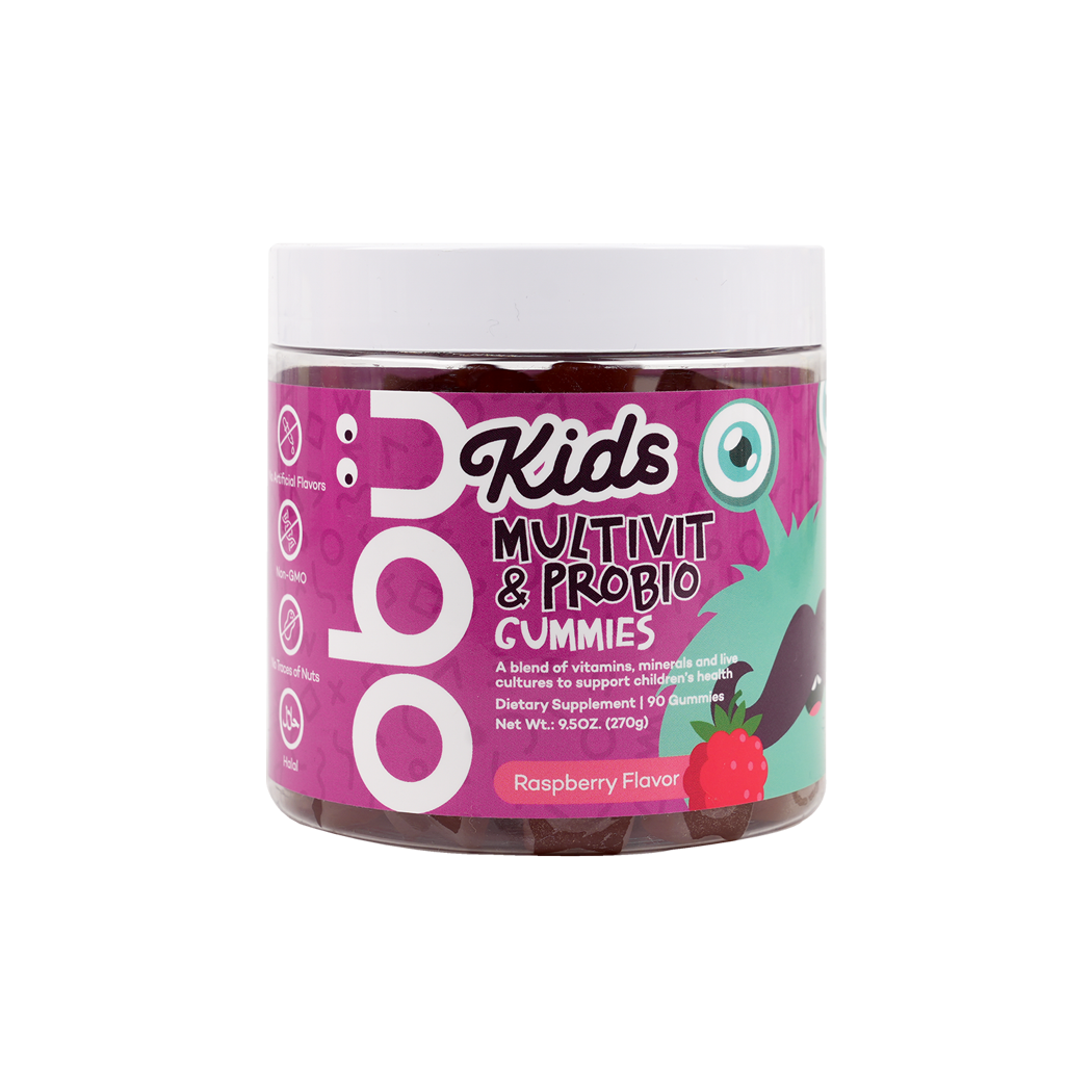 OBU KIDS MULTIVITAMIN & PROBIOTIC 90 GUMMIES-RASPBERRY