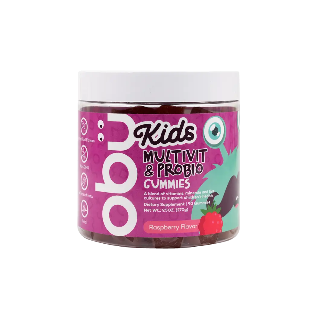 OBU KIDS MULTIVITAMIN & PROBIOTIC 90 GUMMIES-RASPBERRY