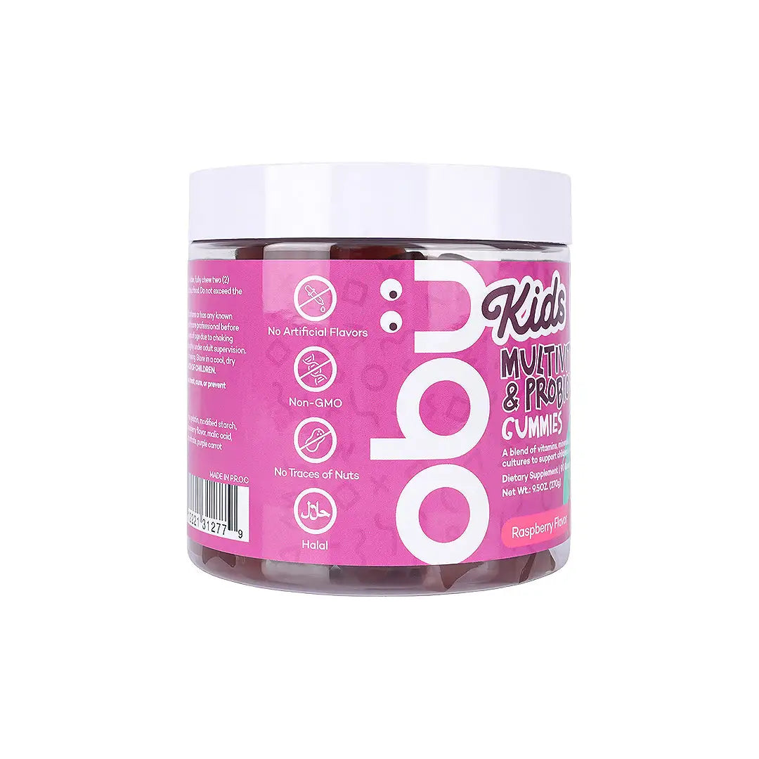 OBU Kids Multivitamin & Probiotic 90 Gummies-Raspberry +4