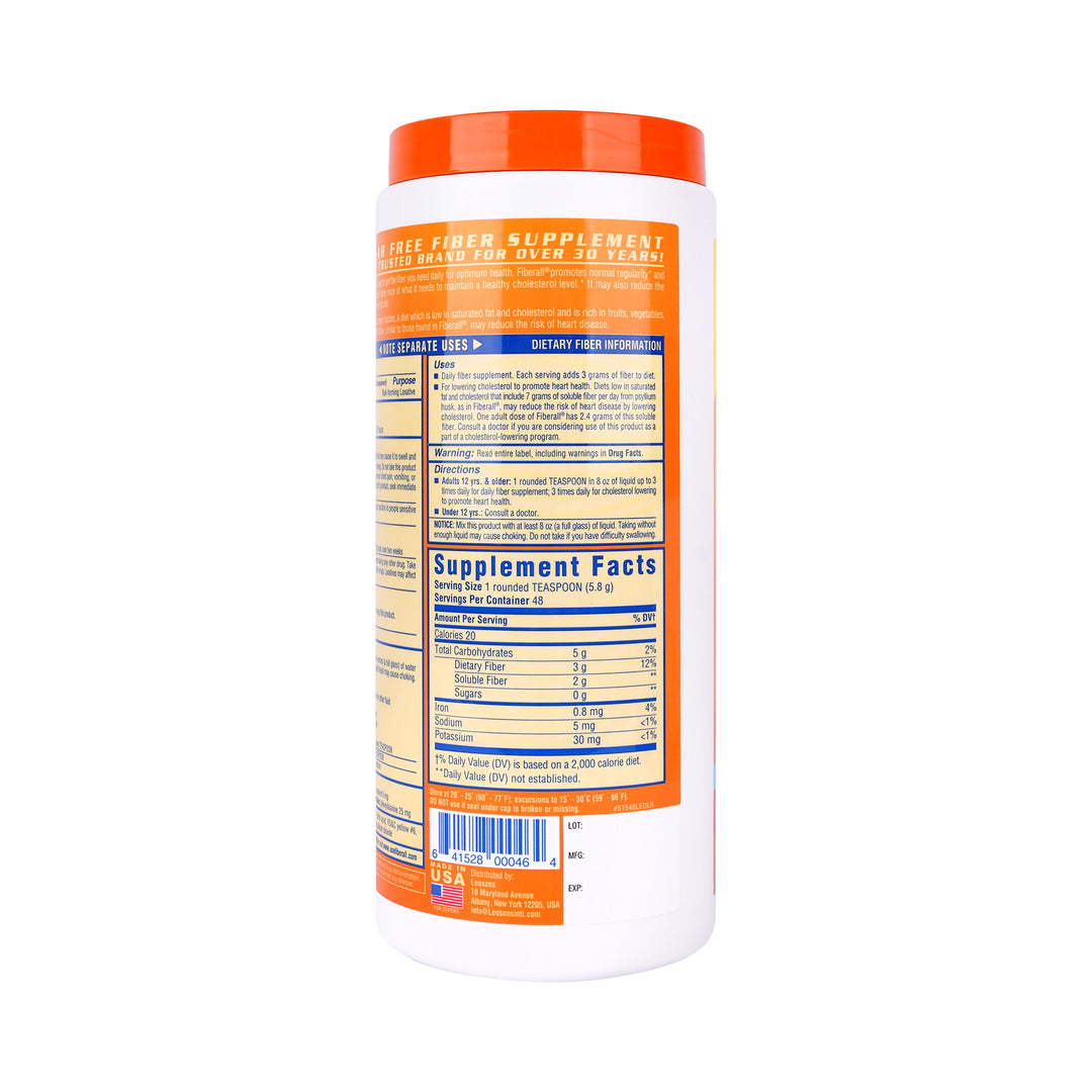 49696-Fiberall Fiber Supplement Sugar Free 283g-Orange Flavor +1