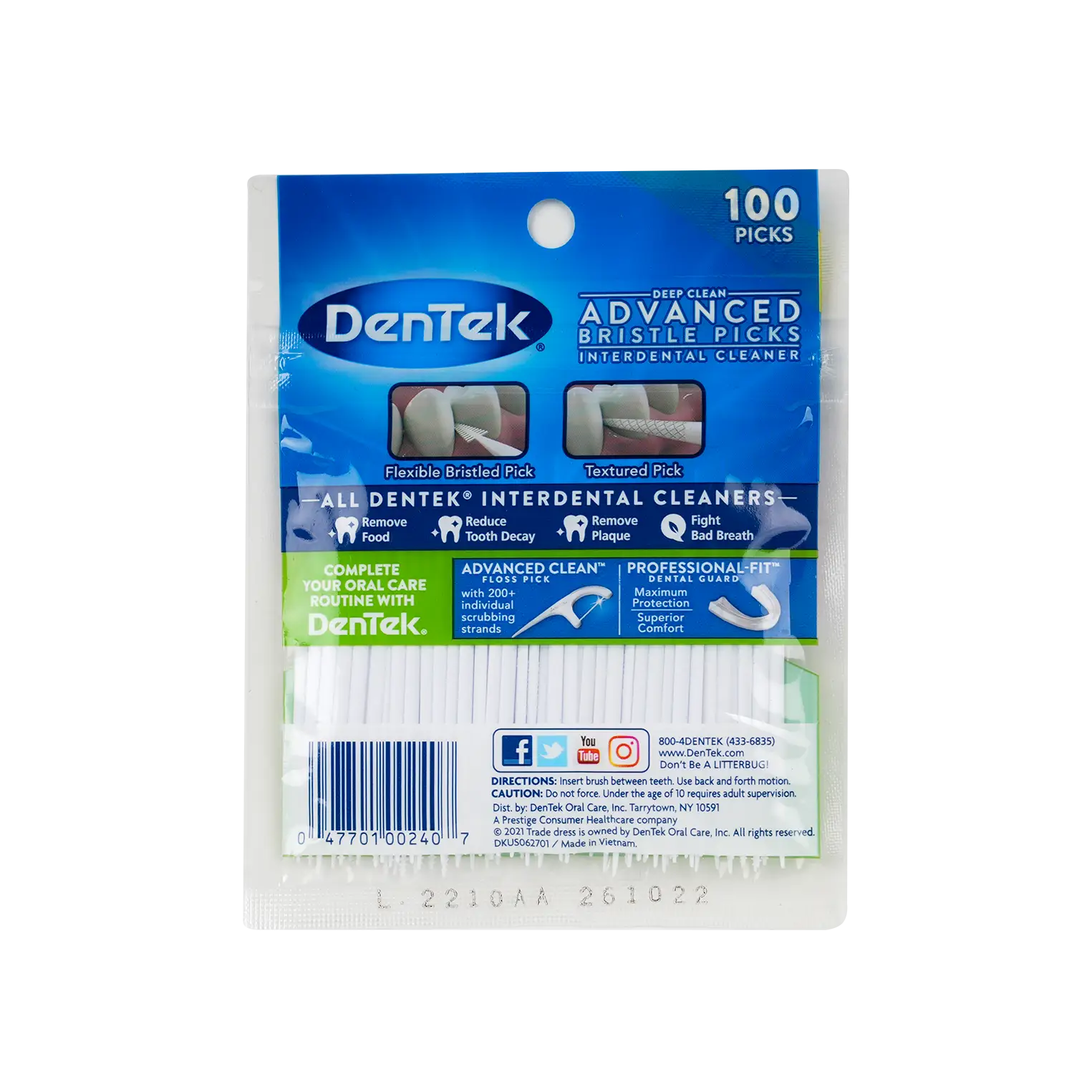 Dentek Deep Clean Interdental Bristle Pick 100pcs