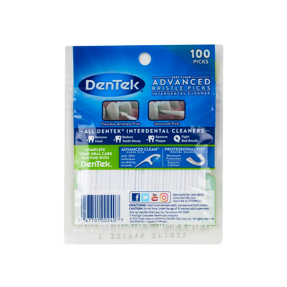 49865-Dentek Deep Clean Interdental Bristle Pick 100pcs +1