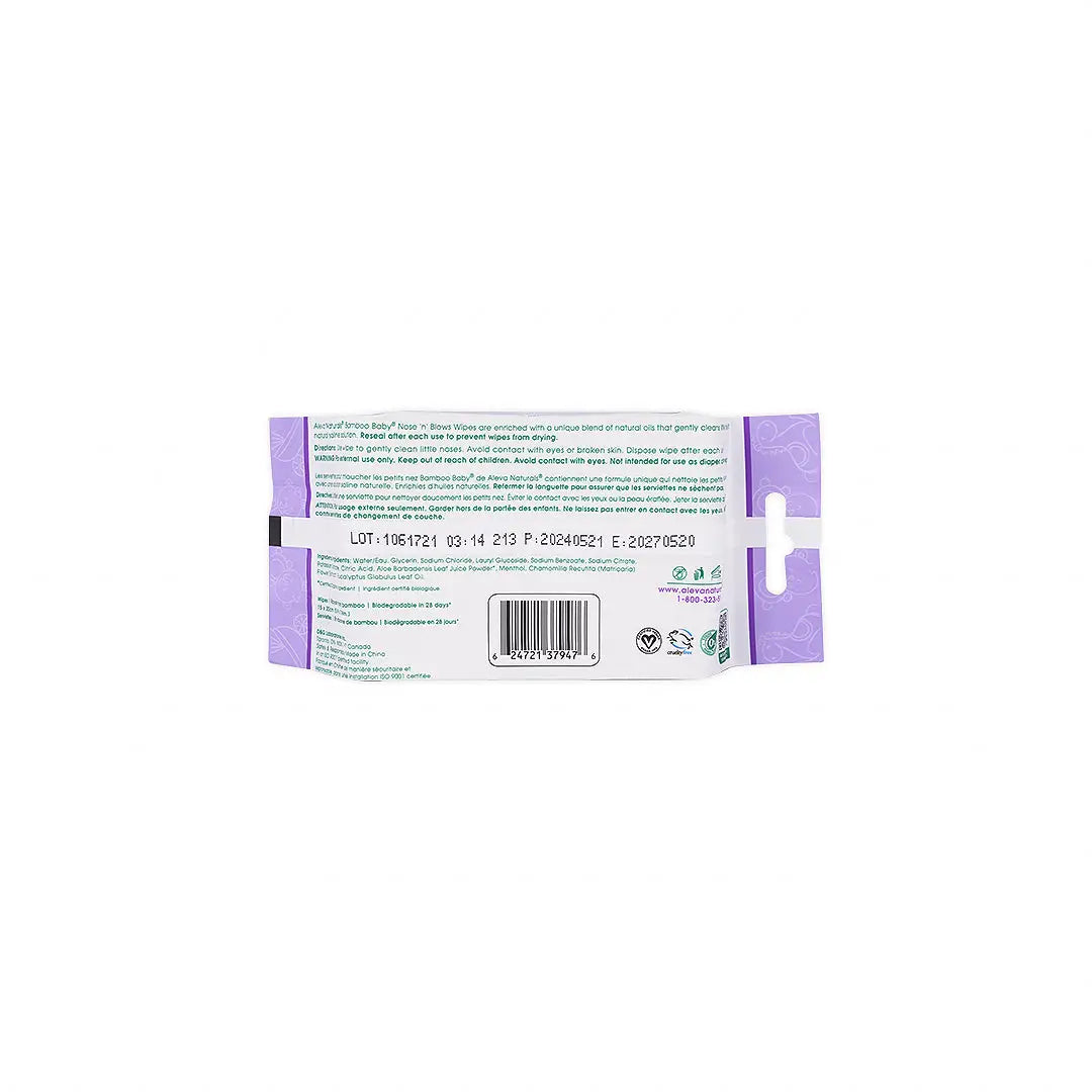 Aleva Naturals Bamboo Baby Nose & Blows Wipes 30Pcs
