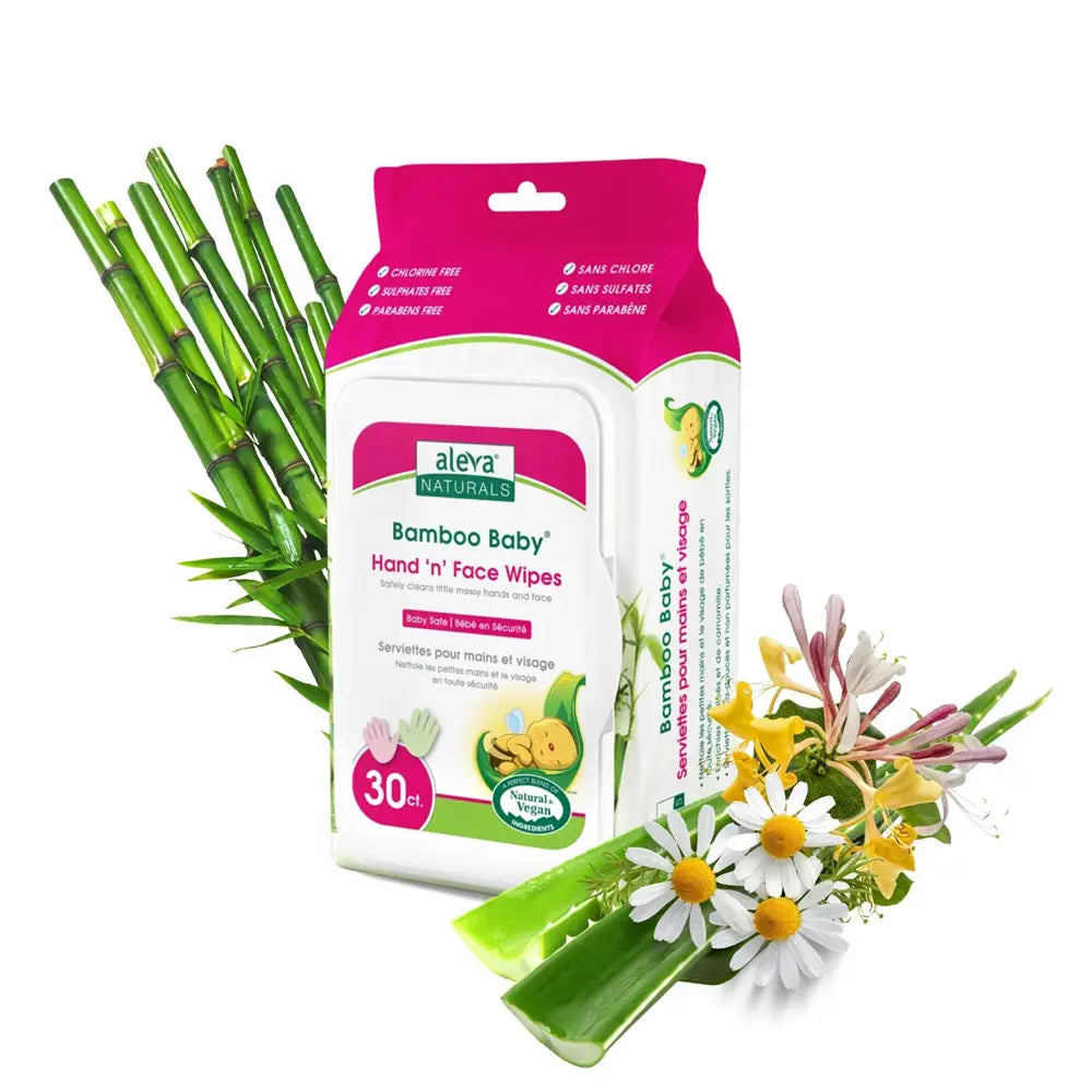 49894-Aleva Naturals Bamboo Baby Hand & Face Wipes 30Pcs