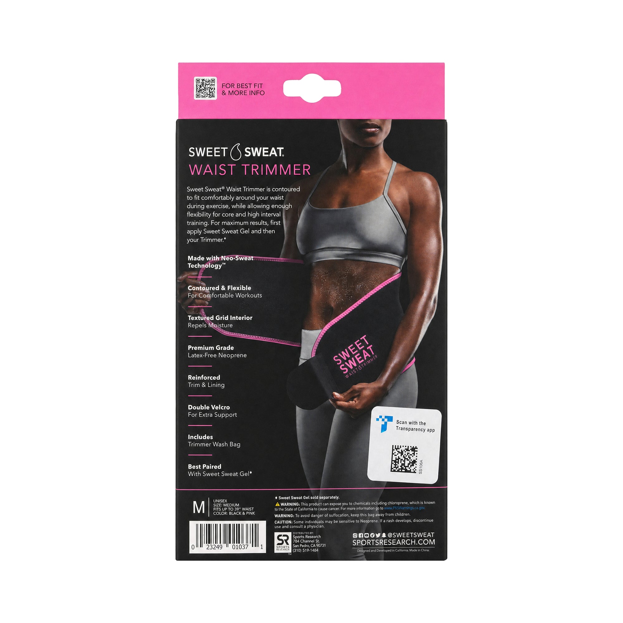 49904-Sweet Sweat Waist Trimmer Black & Pink-M +1