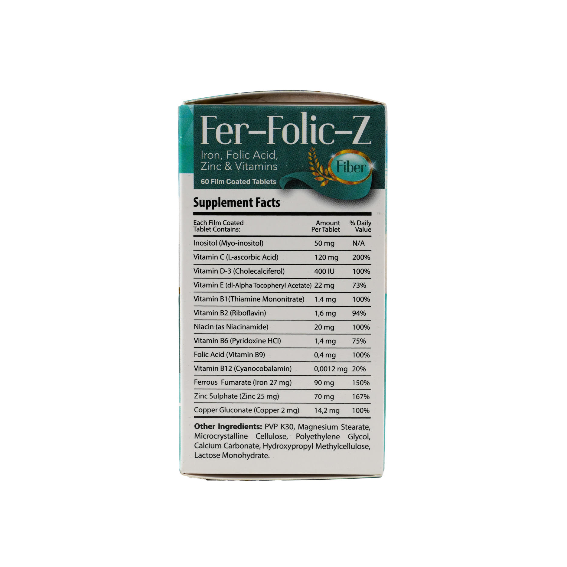 PROTEM PHARMA FER-FOLIC-Z FIBER 60 TABLETS