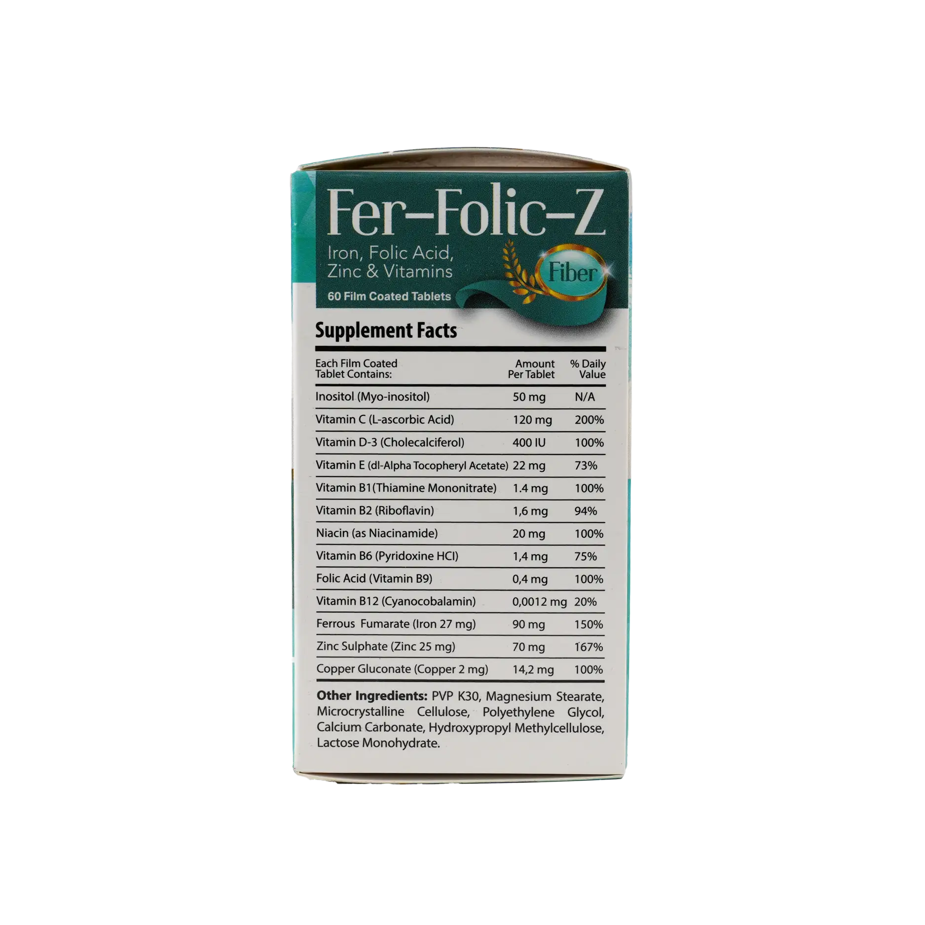 PROTEM PHARMA FER-FOLIC-Z FIBER 60 TABLETS
