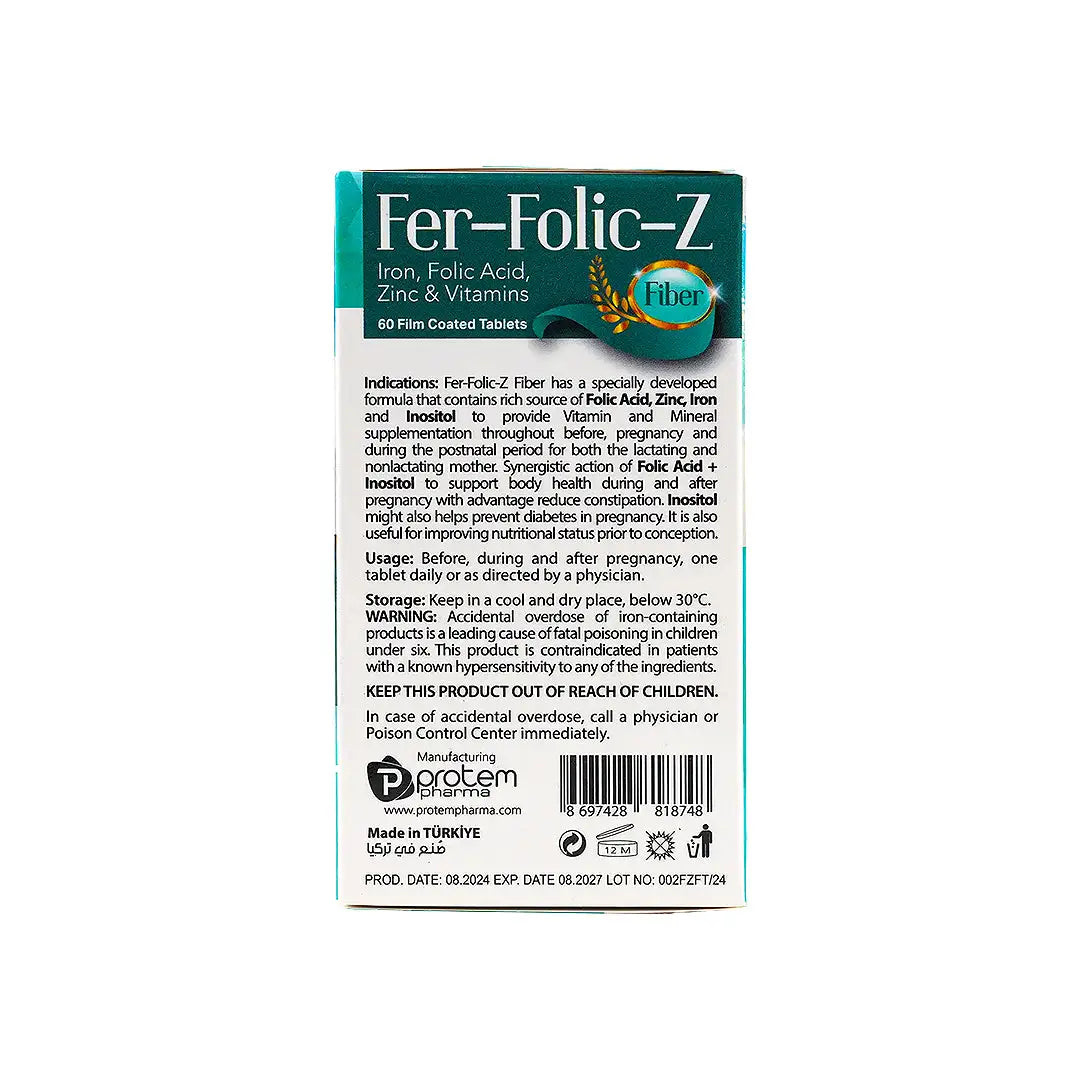 49960-Protem Pharma Fer-Folic-Z Fiber 60 Tablets +2