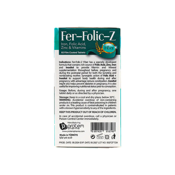 49960-Protem Pharma Fer-Folic-Z Fiber 60 Tablets +2