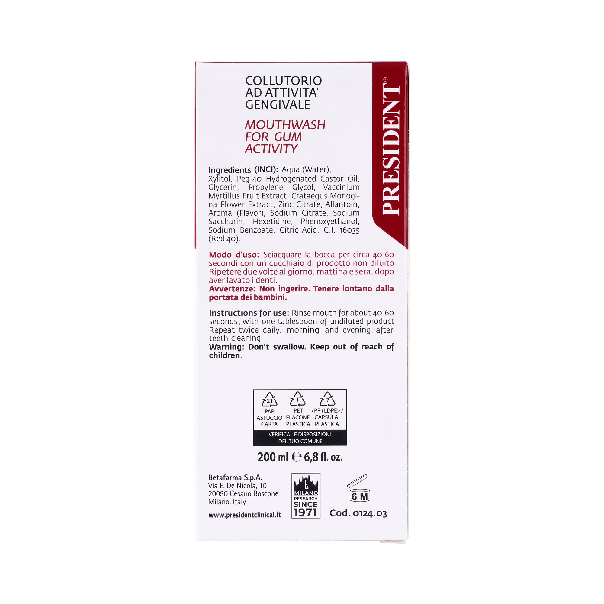 49971-President Safe Gums Active Mouthwash 200ml +2