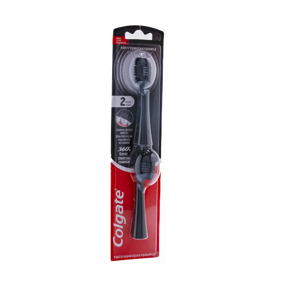 COLGATE 360 SONIC CHARCOAL CHARBON 2 HEADS- SOFT*