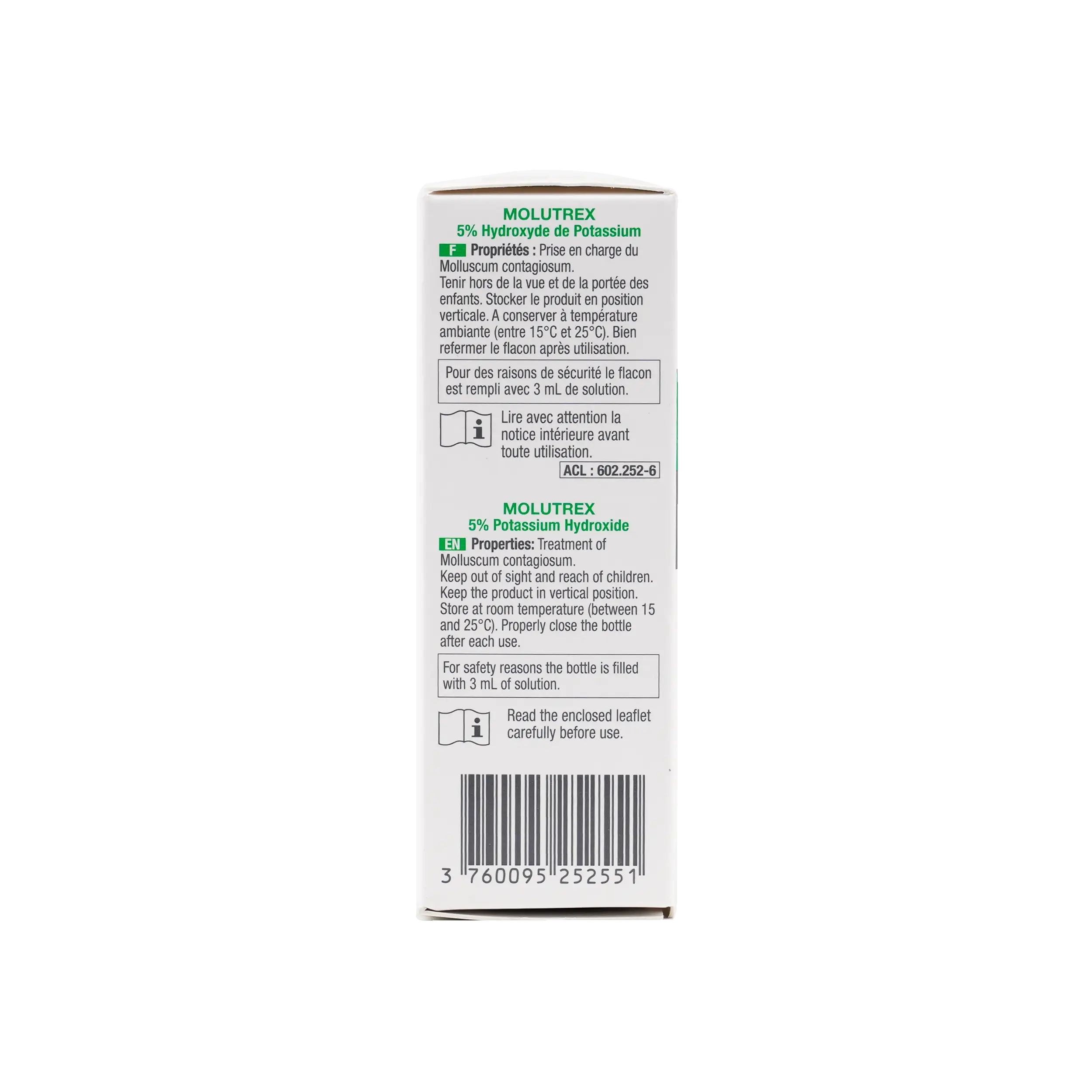 ACM MOLUTREX 5% POTASSIUM HYDROXIDE 3ML