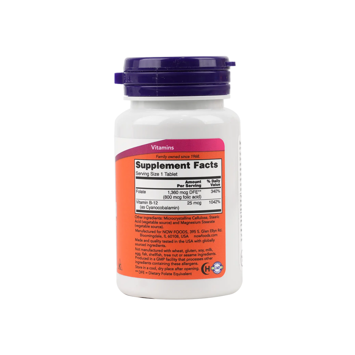 50322-NOW Folic Acid 800Mcg With B12 250 Tab +1